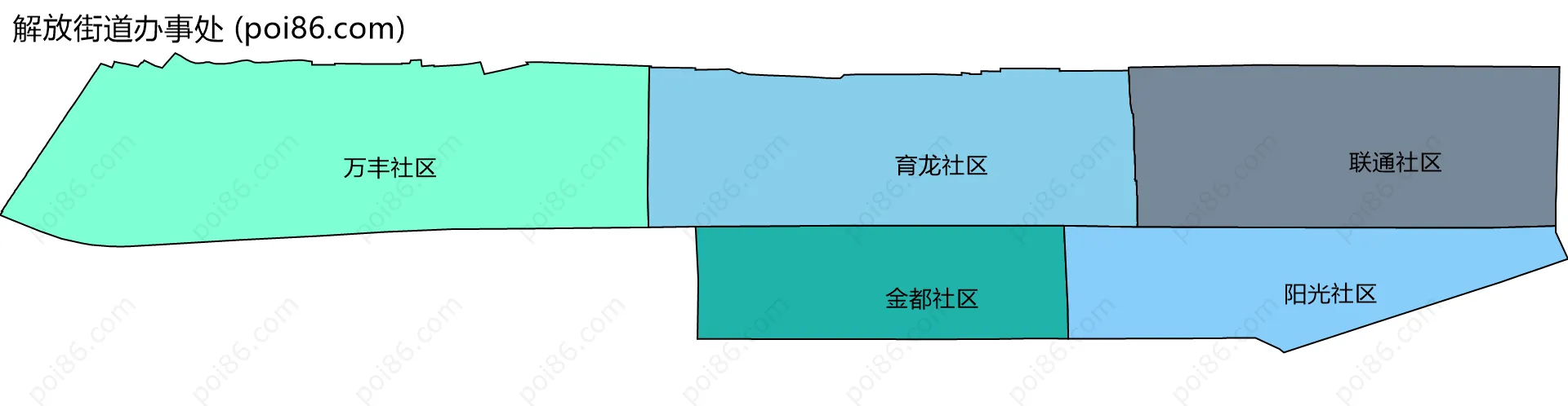 解放街道办事处边界地图(五级行政区划)