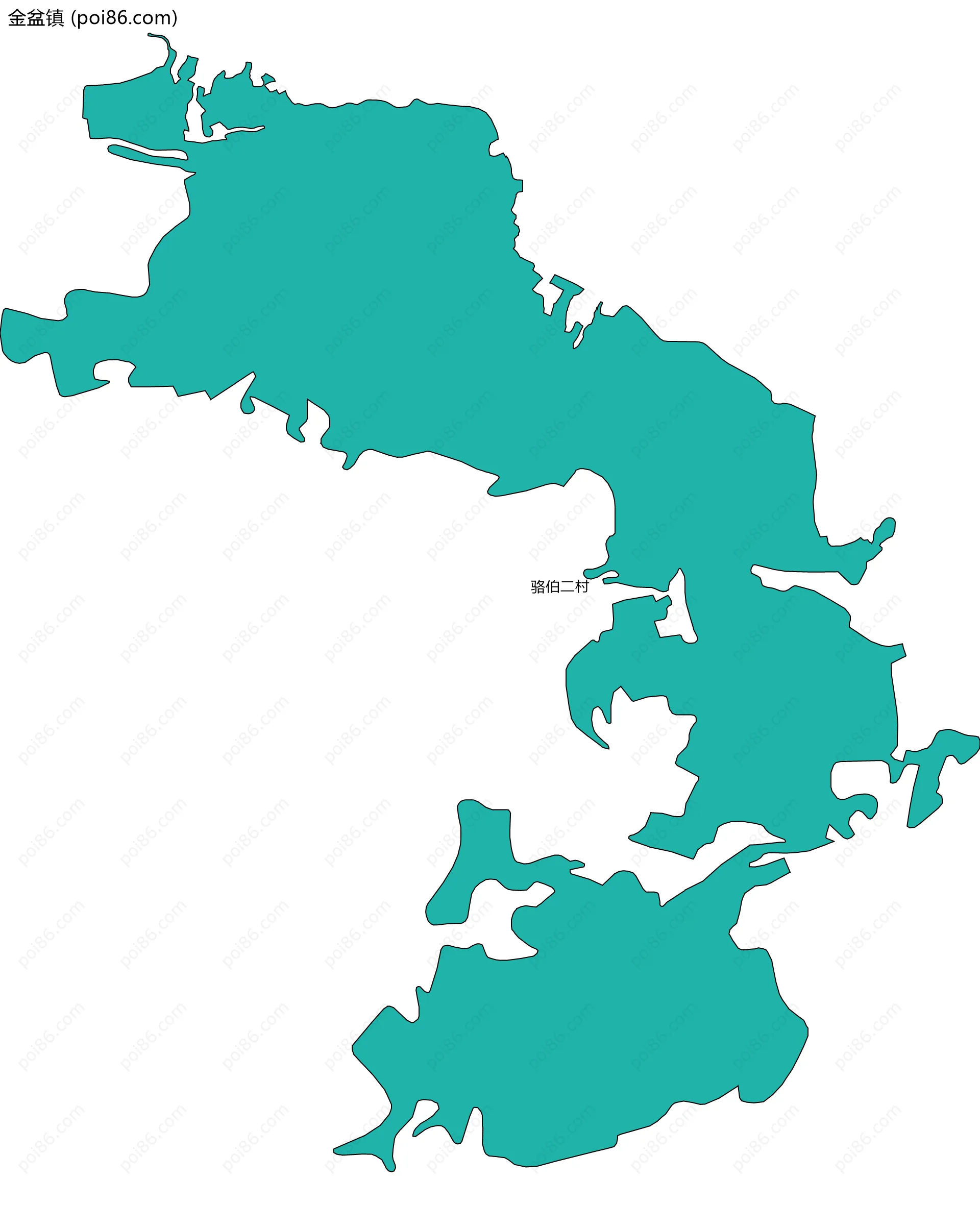 金盆镇边界地图(五级行政区划)