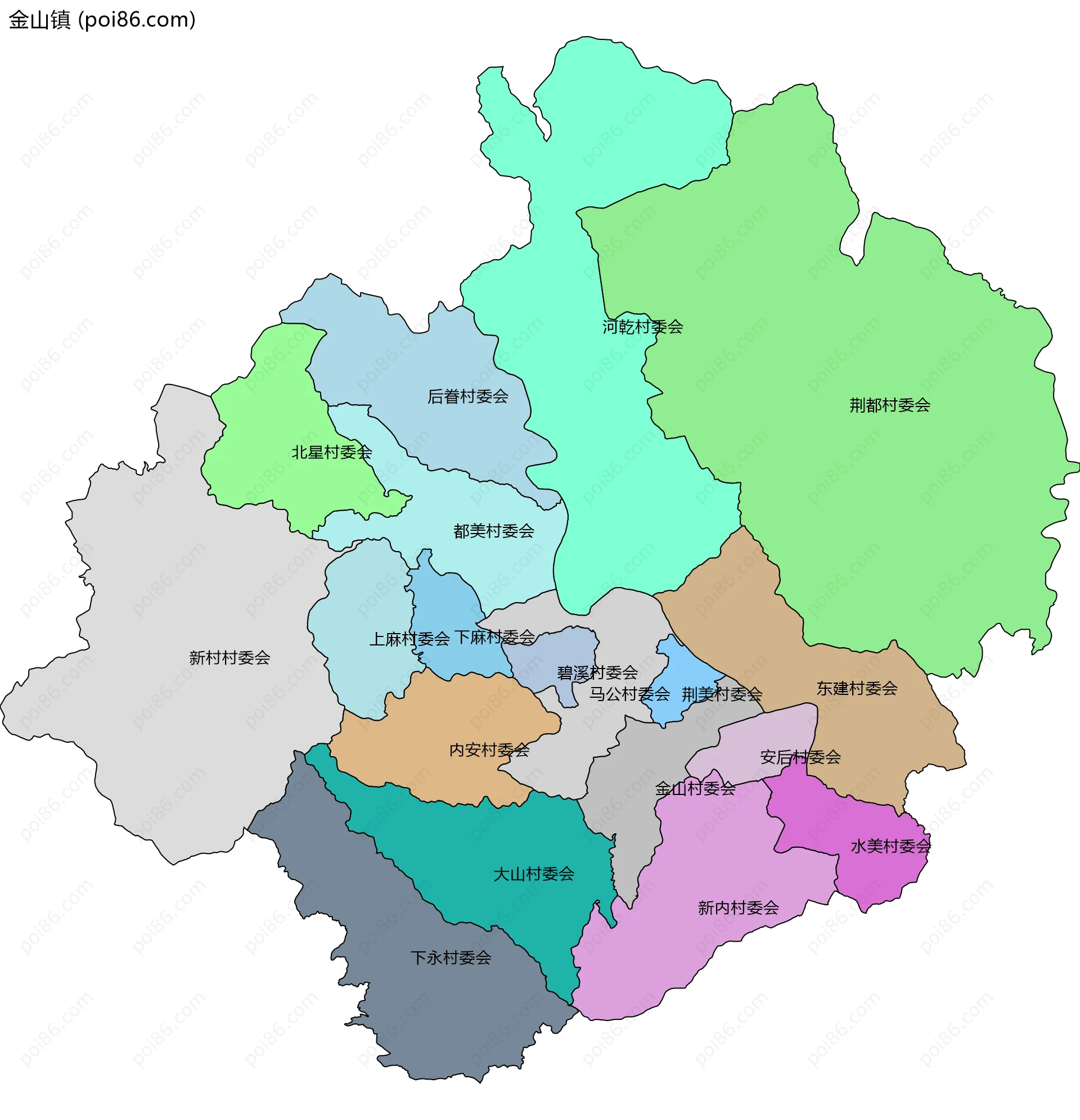 金山镇边界地图(五级行政区划)