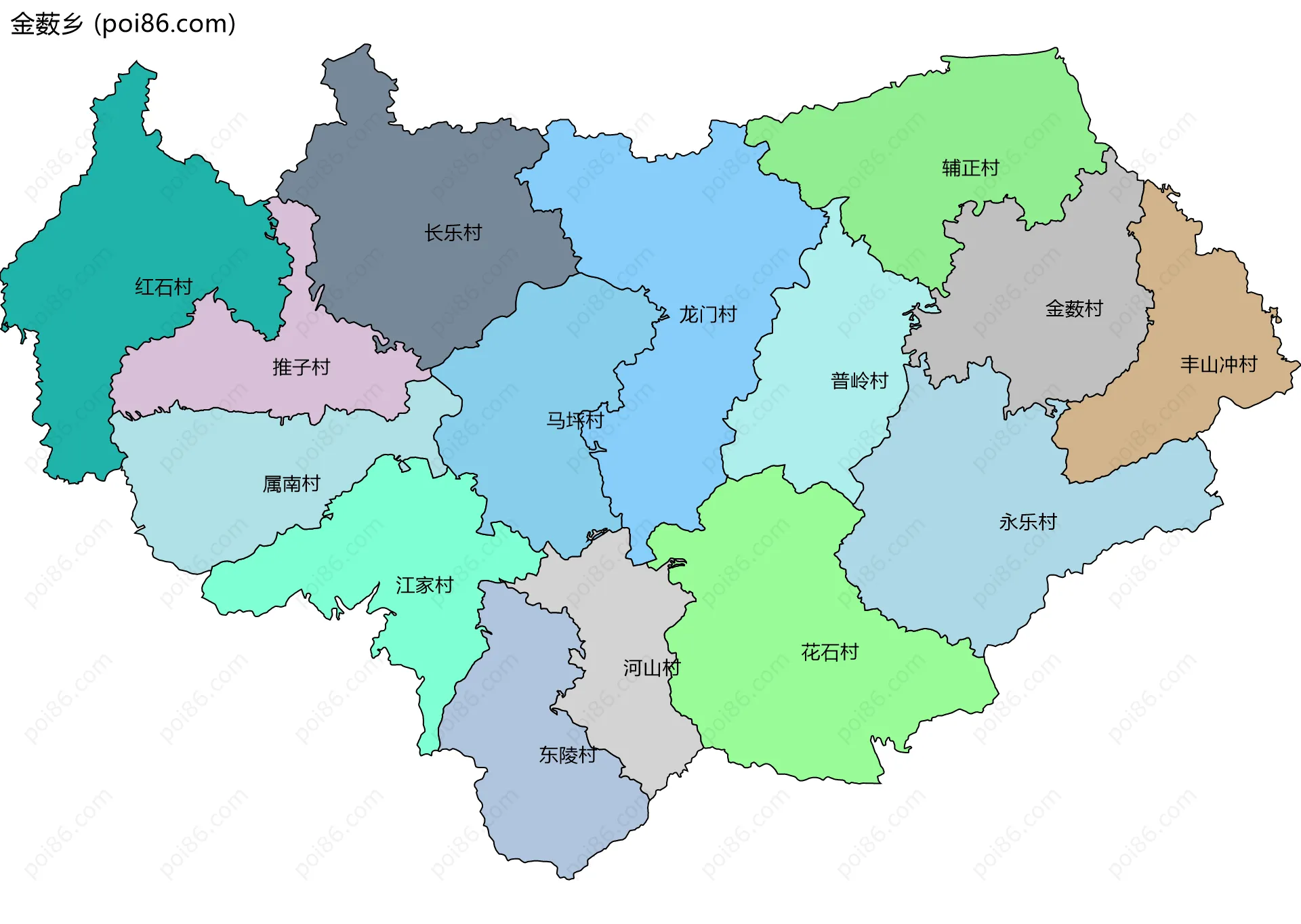 金薮乡边界地图(五级行政区划)