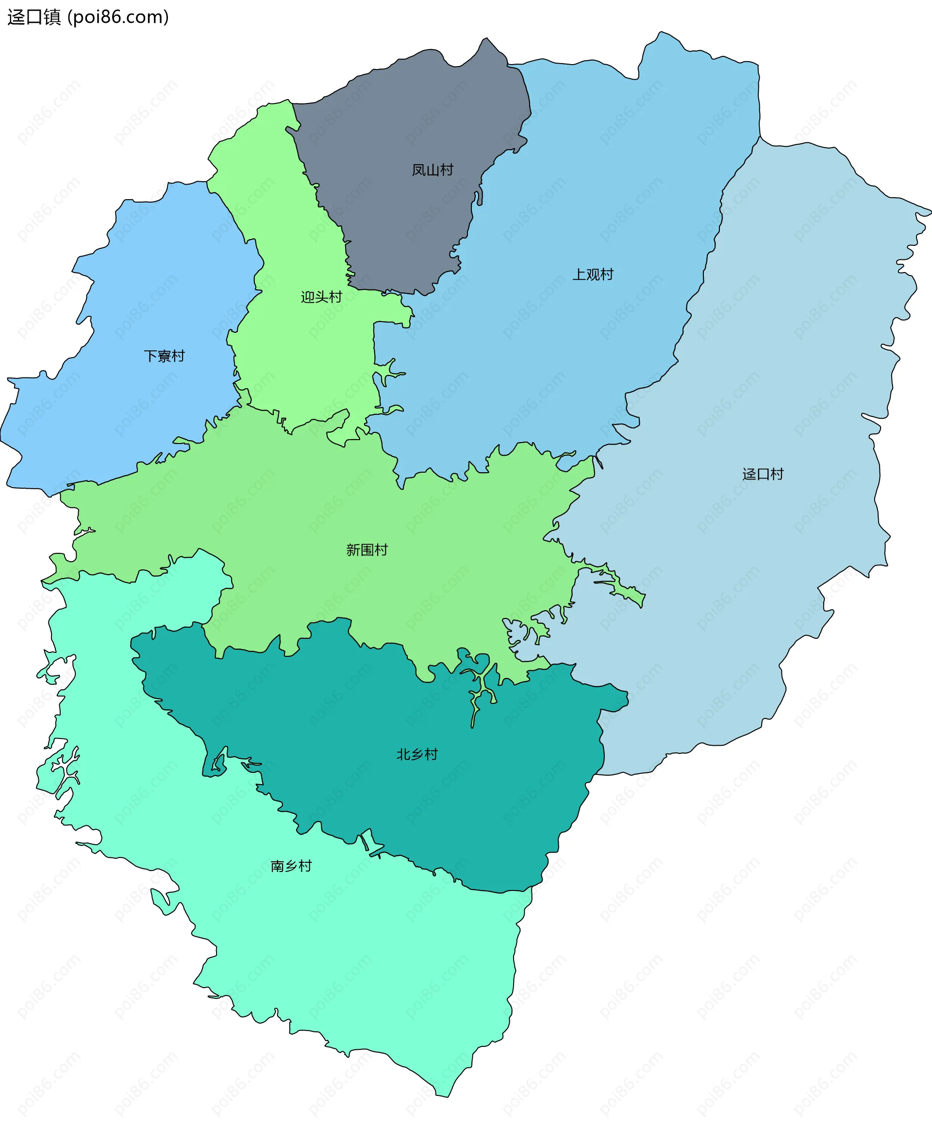迳口镇边界地图(五级行政区划)