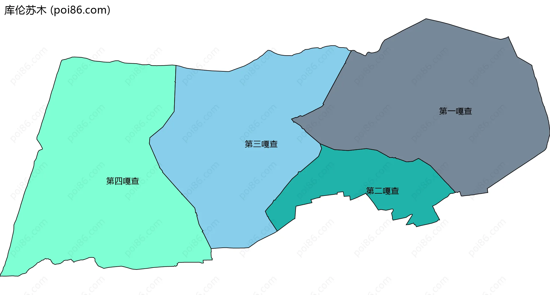 库伦苏木边界地图(五级行政区划)