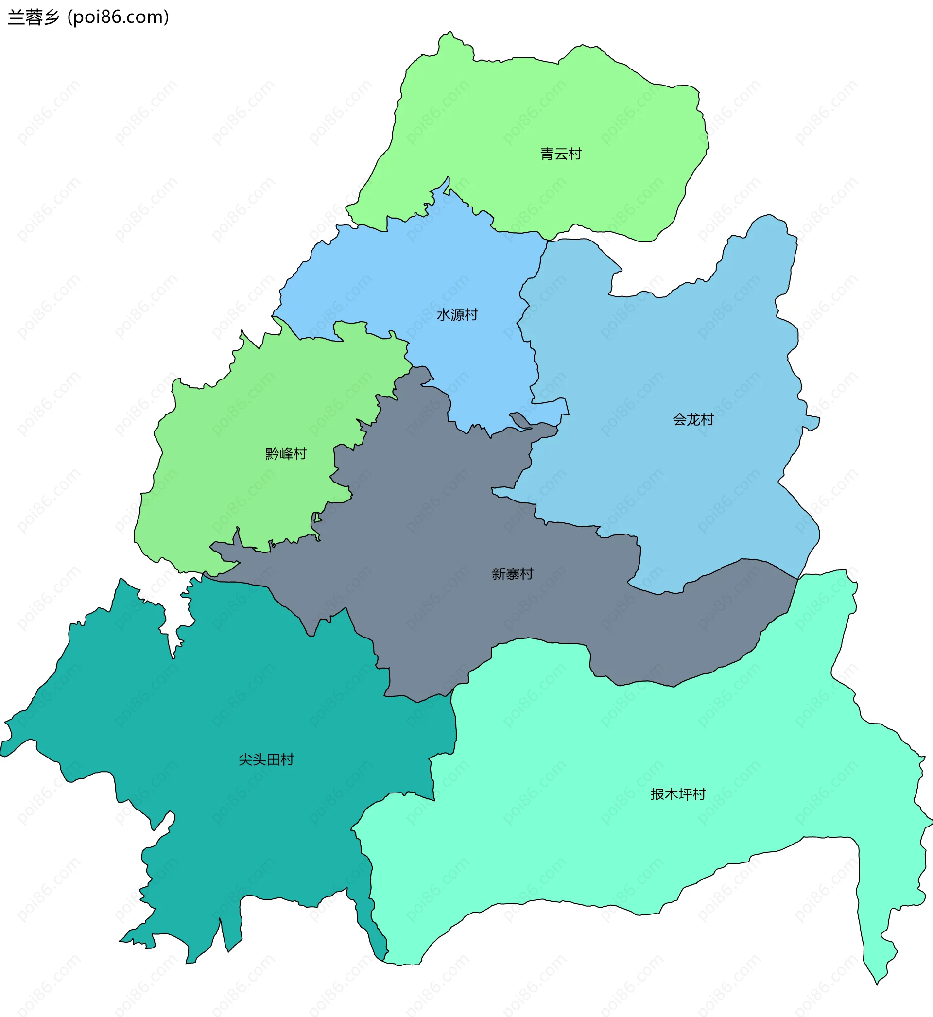兰蓉乡边界地图(五级行政区划)
