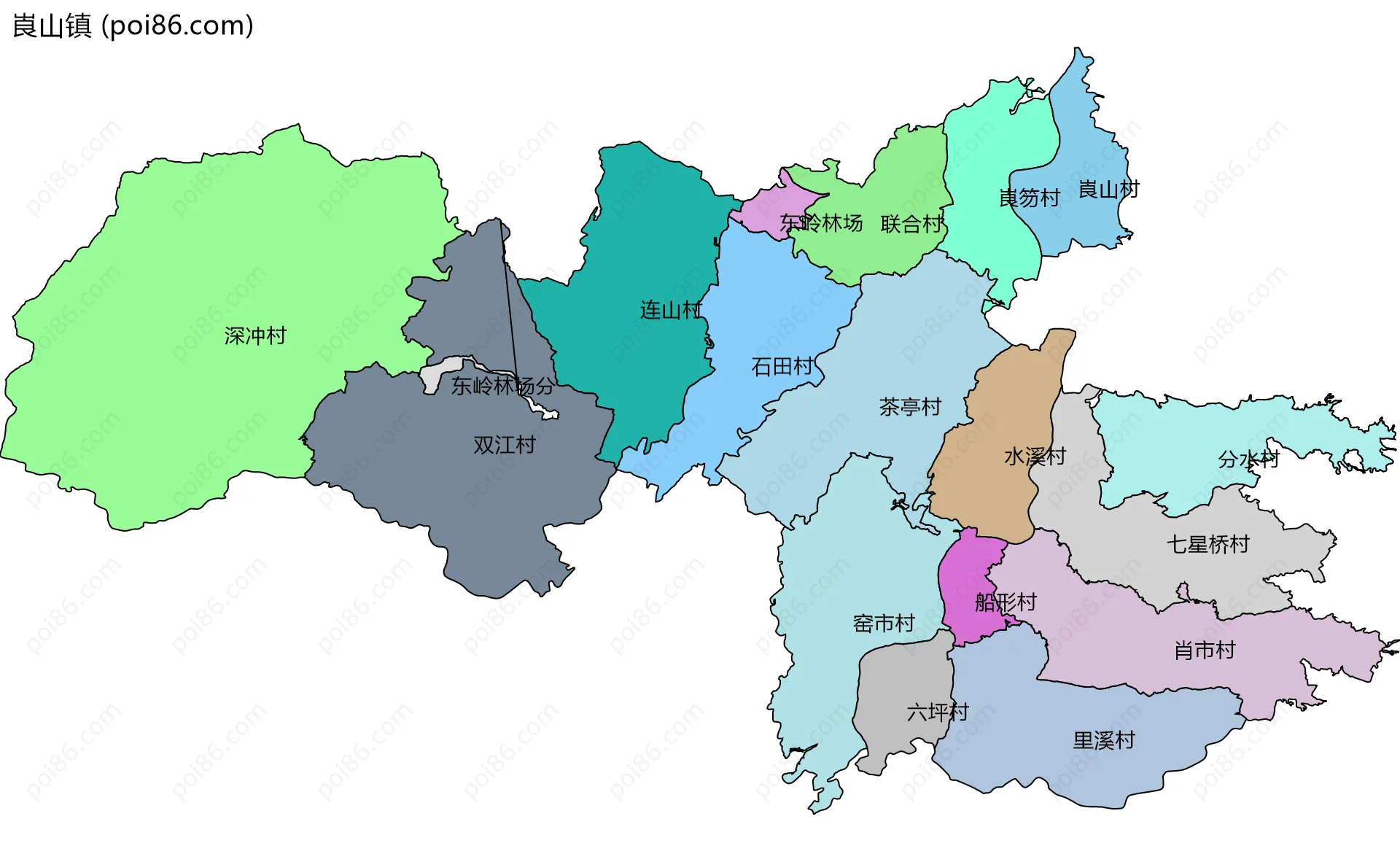 崀山镇边界地图(五级行政区划)