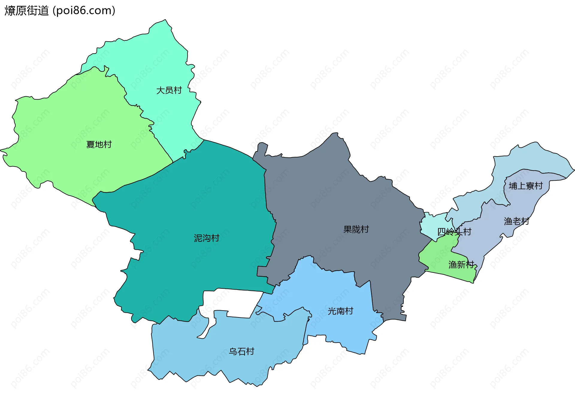 燎原街道边界地图(五级行政区划)