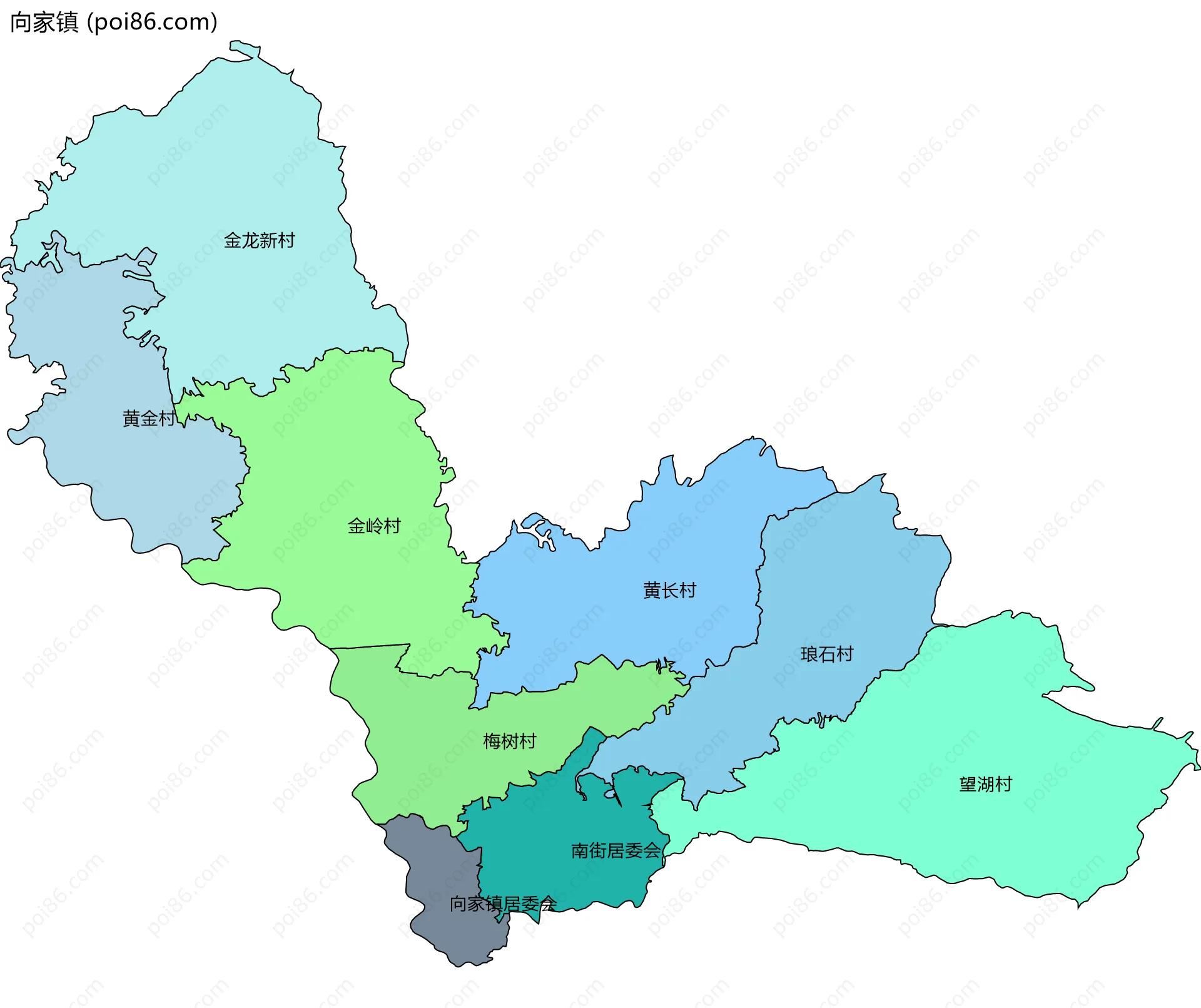 向家镇边界地图(五级行政区划)