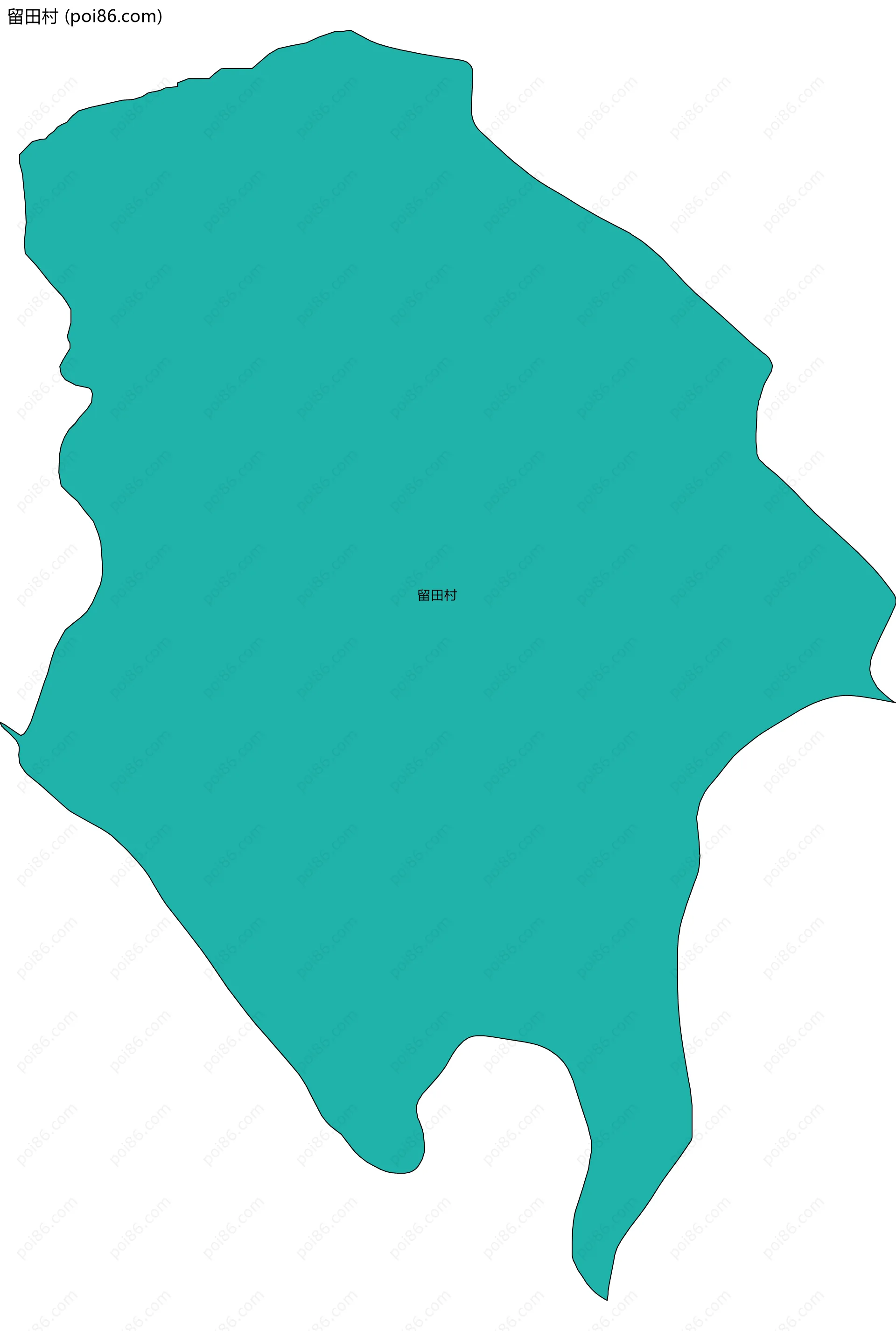 留田村边界地图