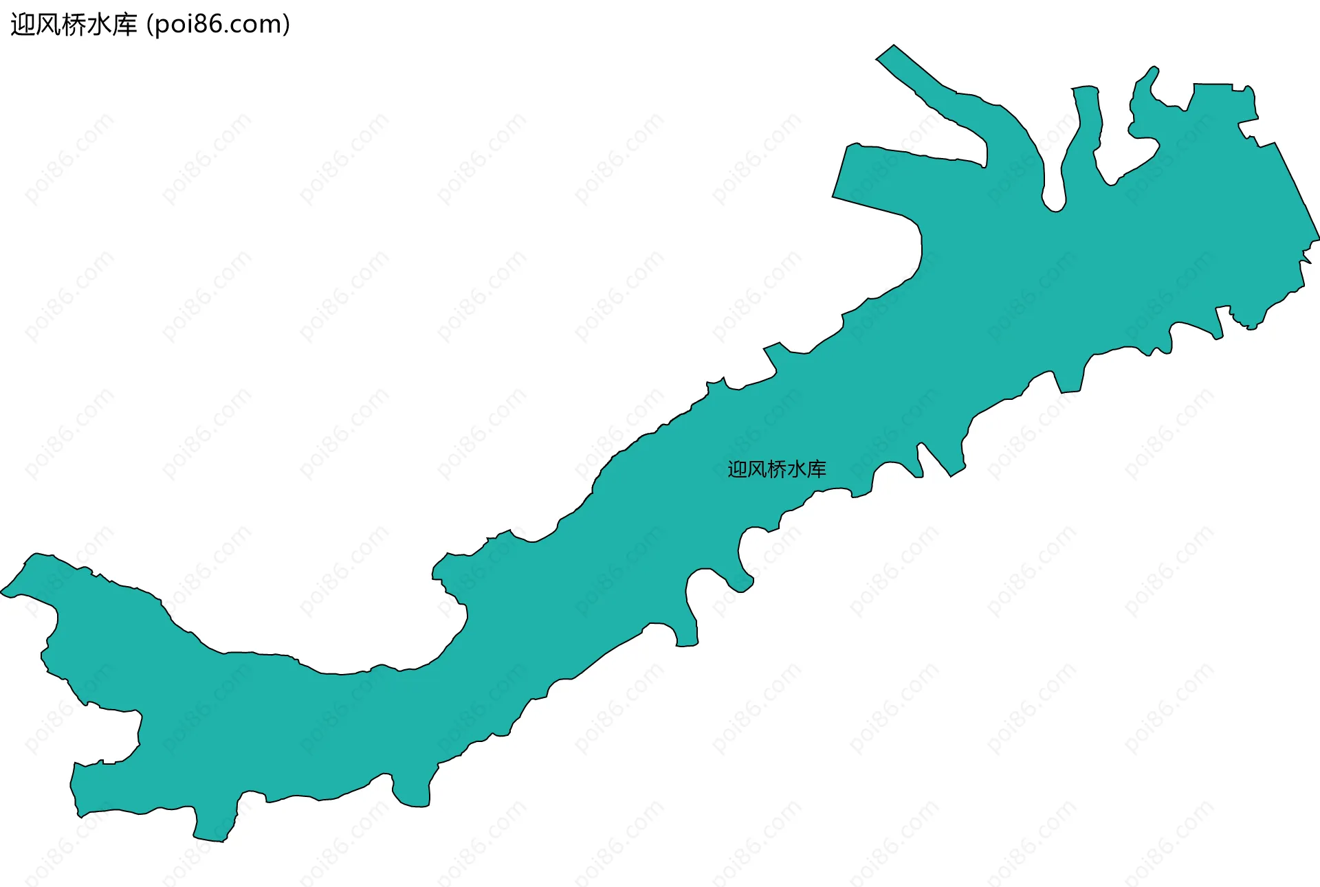 迎风桥水库边界地图(五级行政区划)