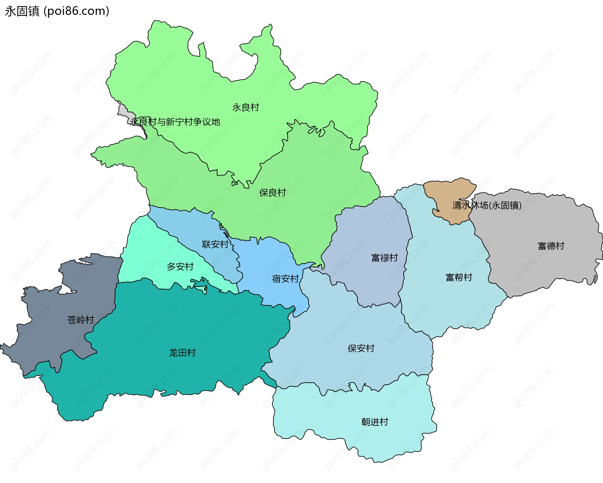 永固镇边界地图(五级行政区划)