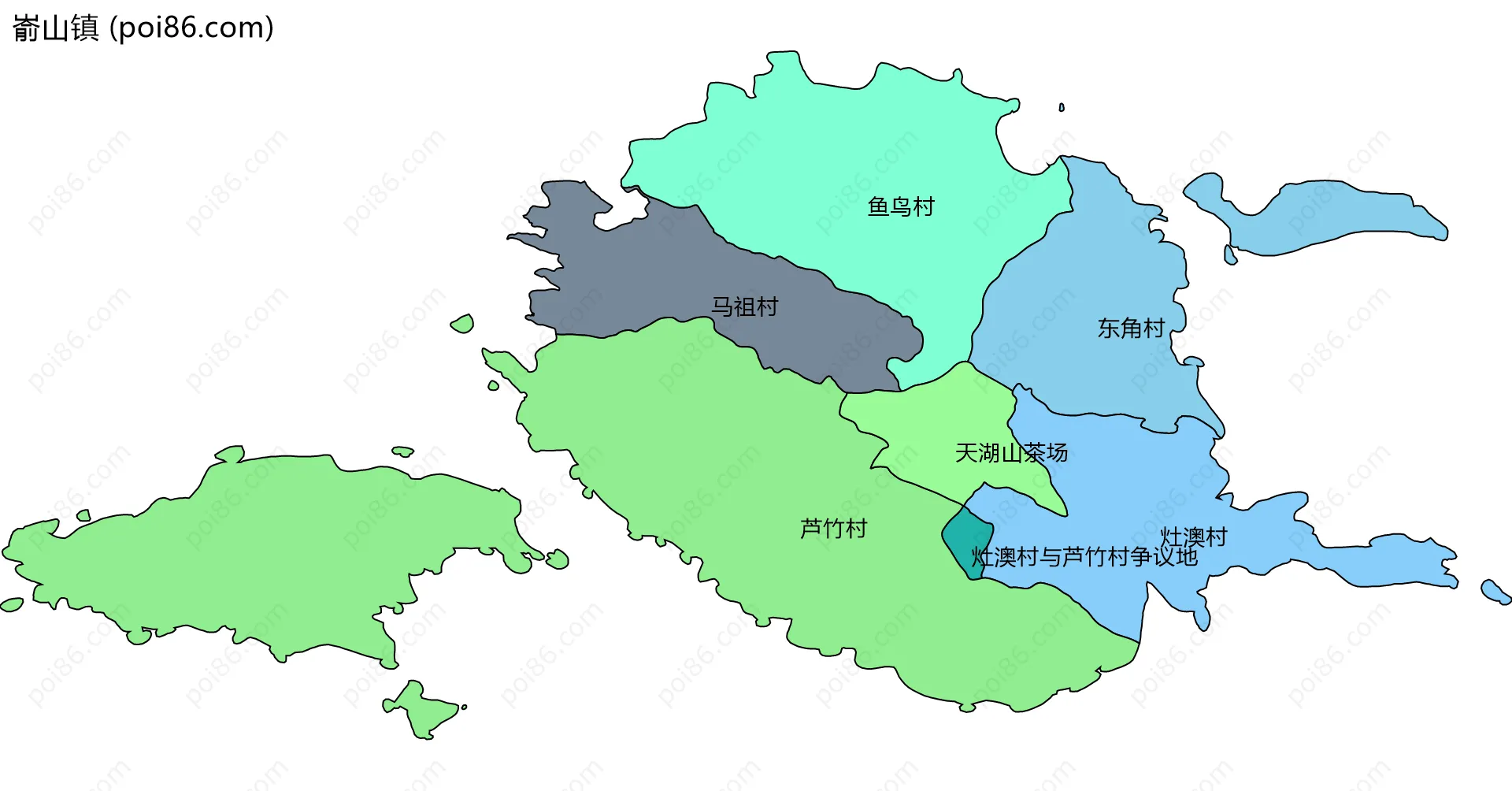嵛山镇边界地图(五级行政区划)