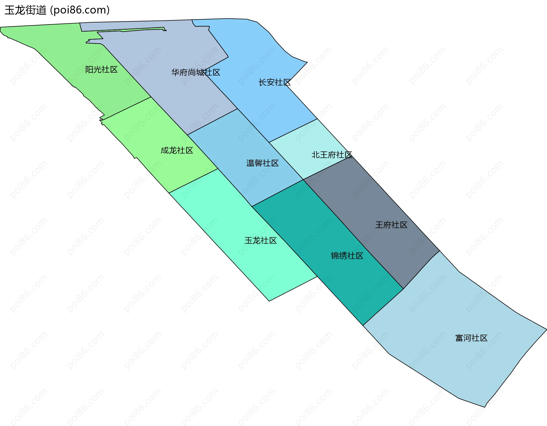玉龙街道边界地图(五级行政区划)