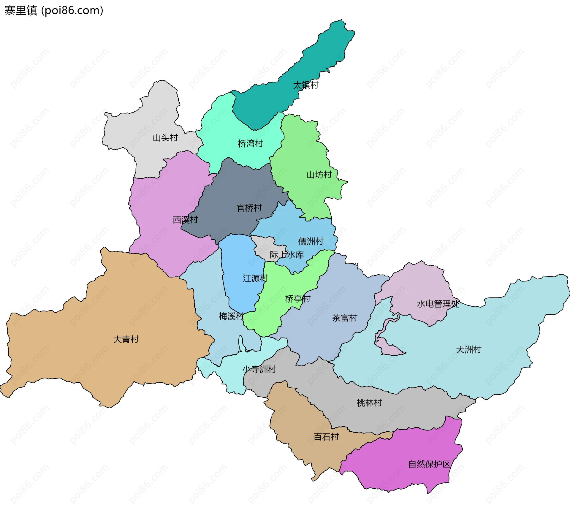 寨里镇边界地图(五级行政区划)