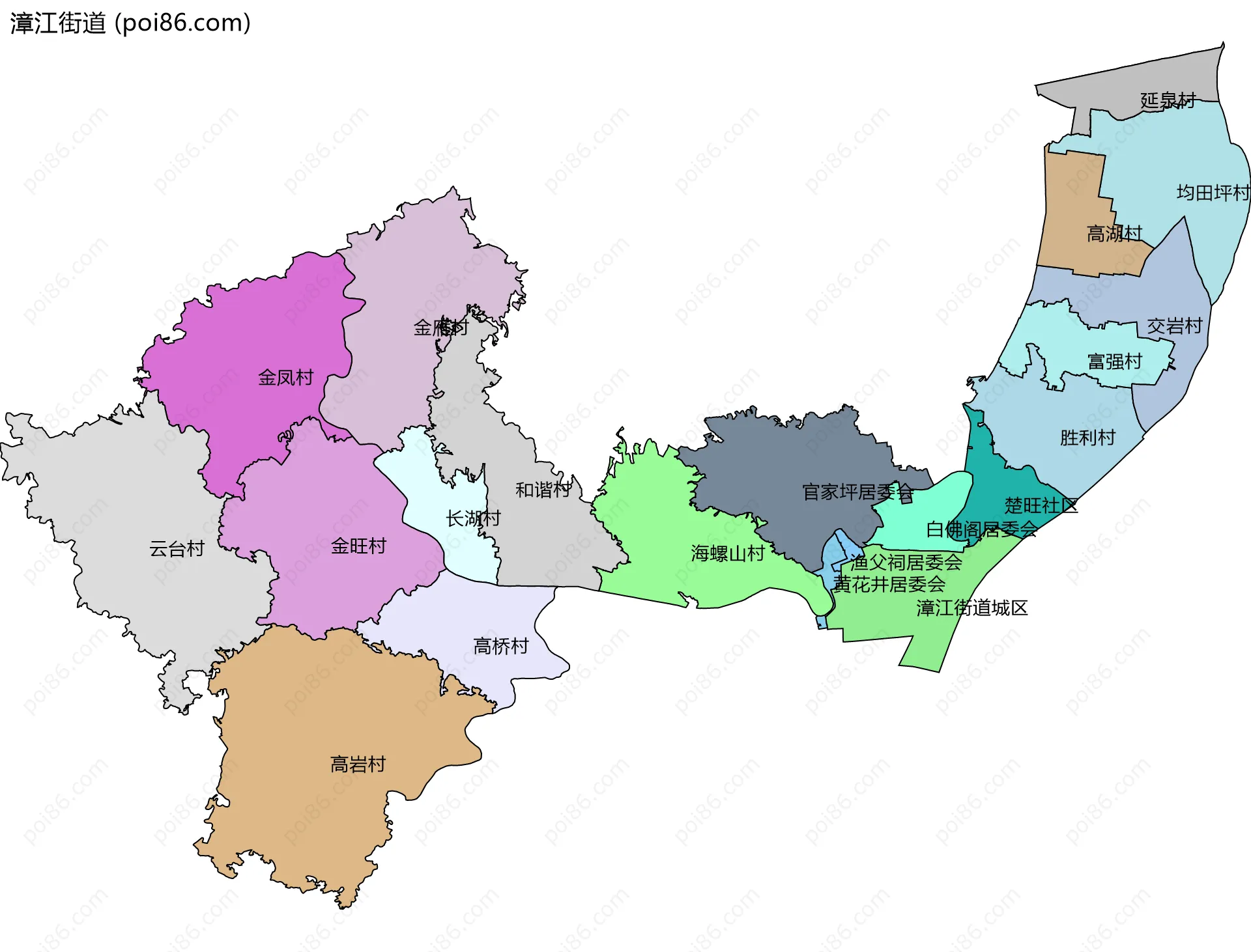漳江街道边界地图(五级行政区划)