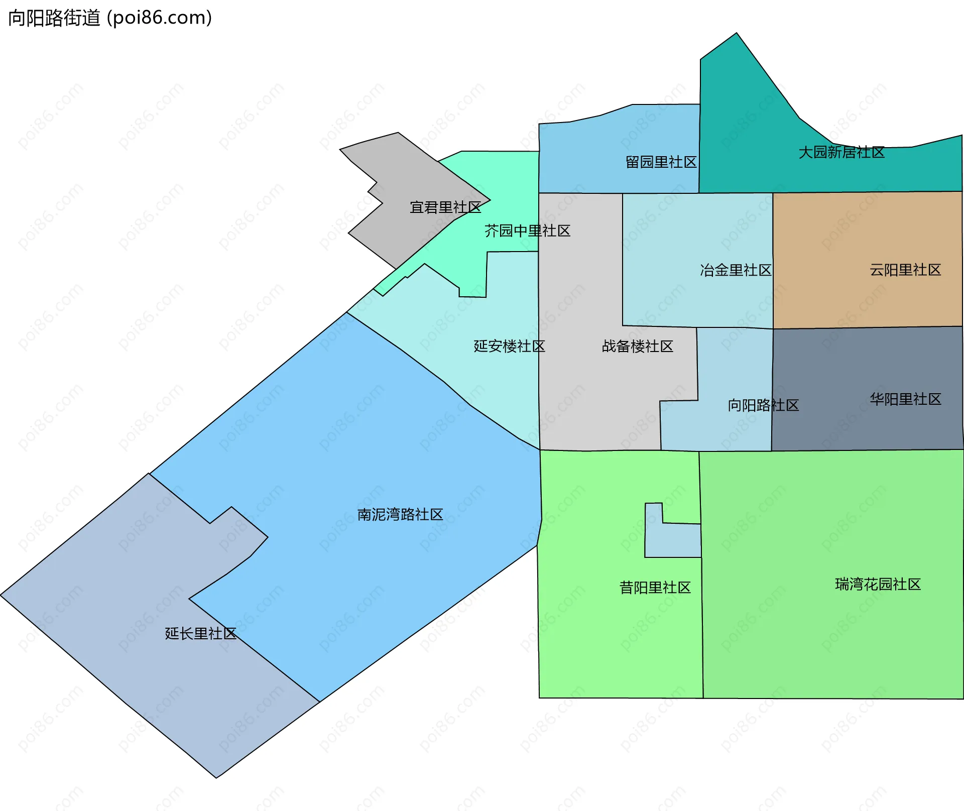 向阳路街道边界地图(五级行政区划)