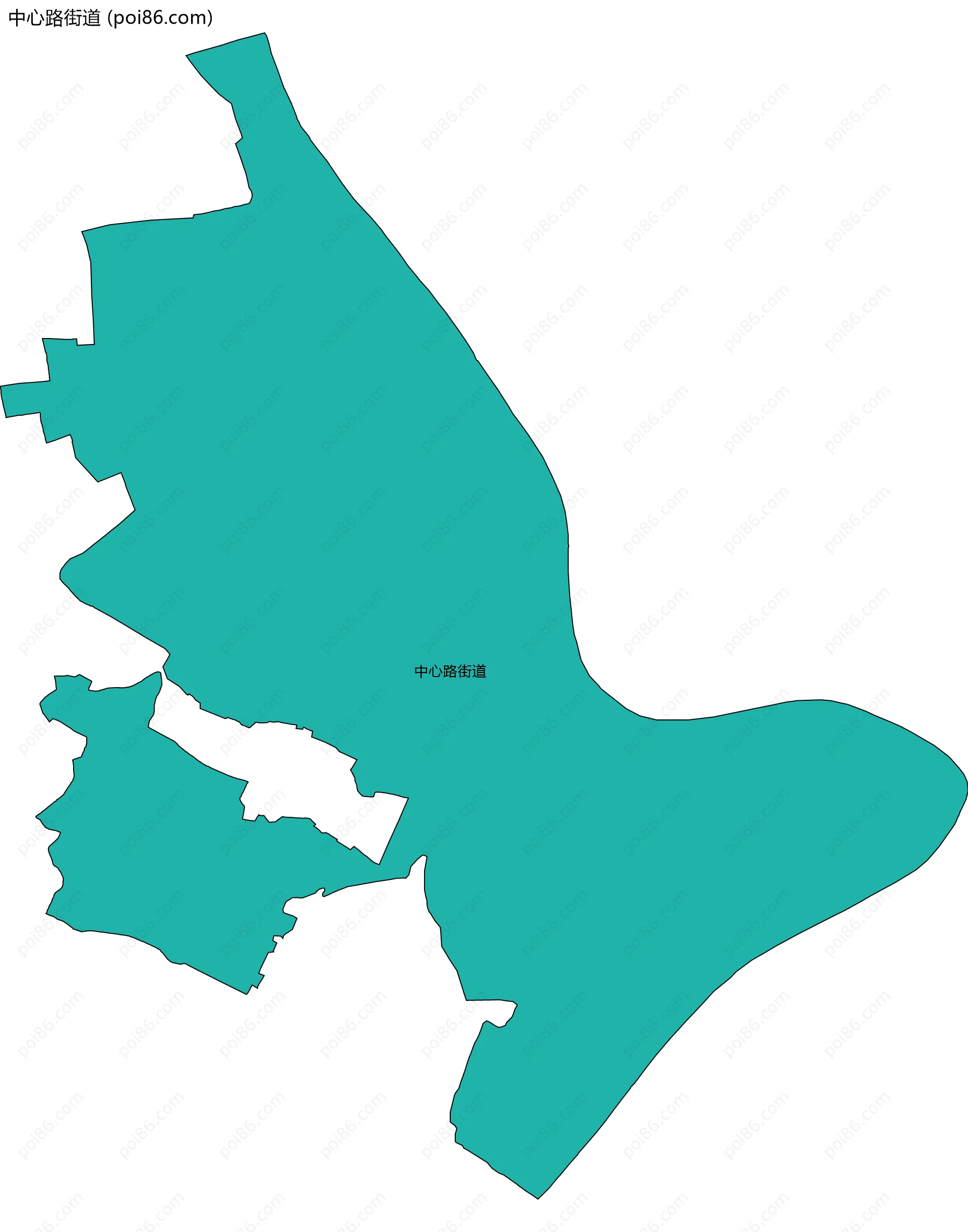 中心路街道边界地图(五级行政区划)