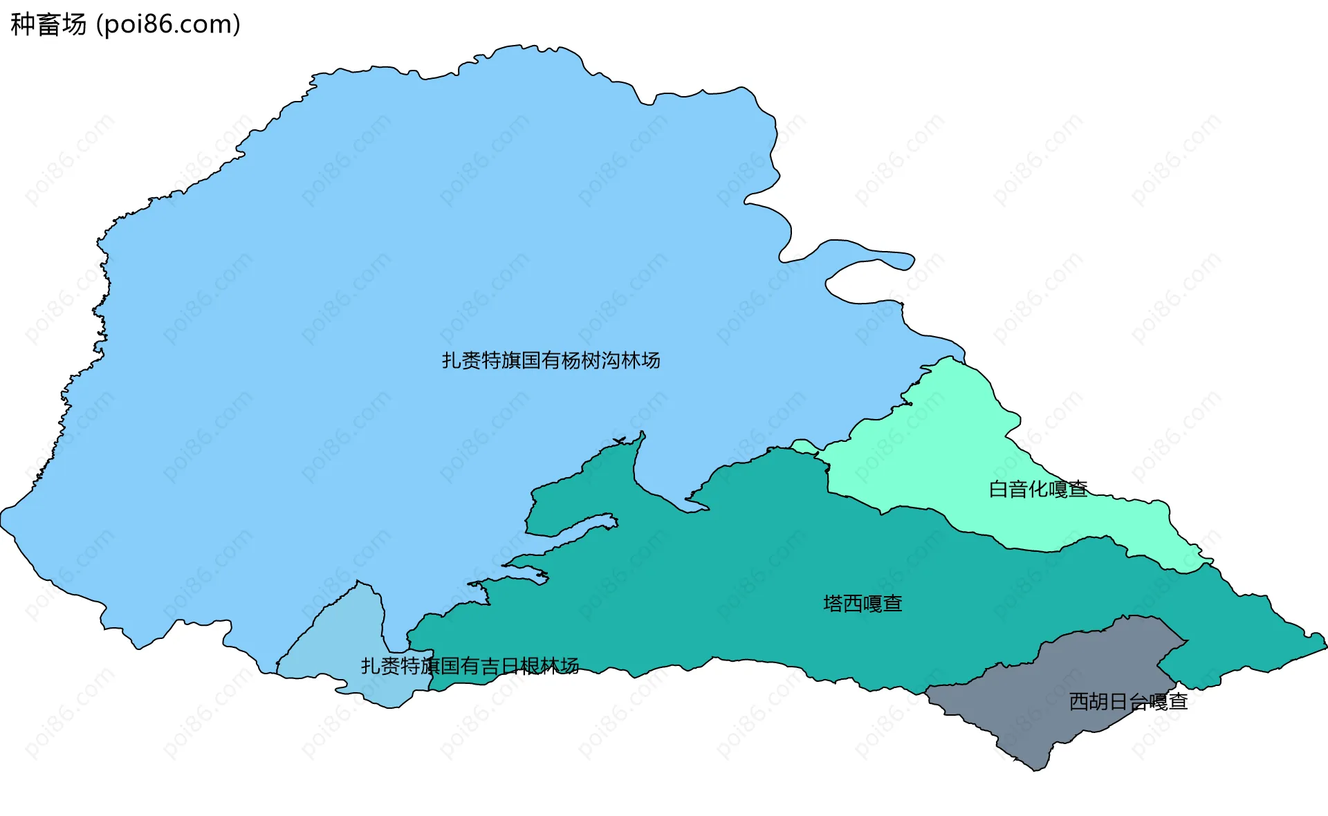 种畜场边界地图(五级行政区划)