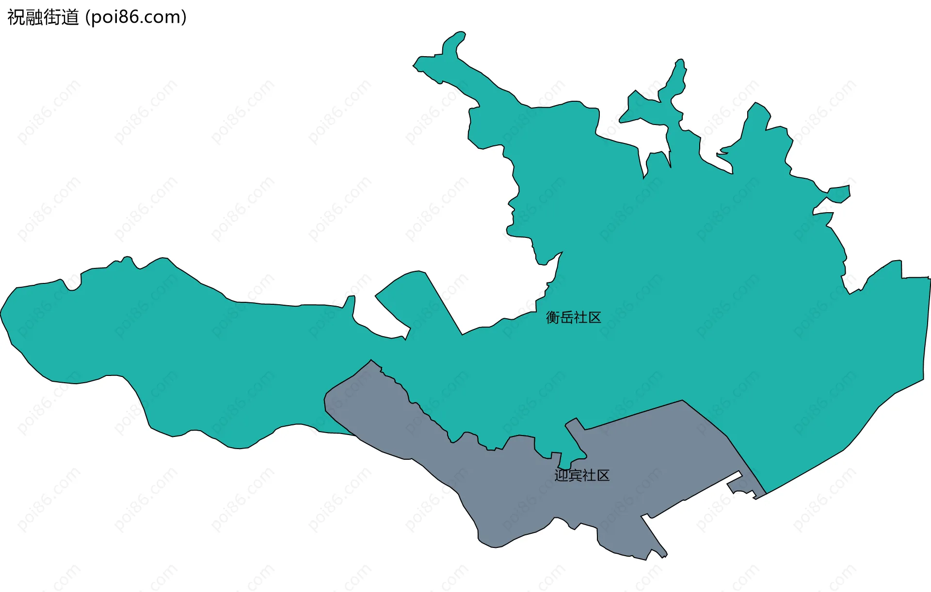 祝融街道边界地图(五级行政区划)