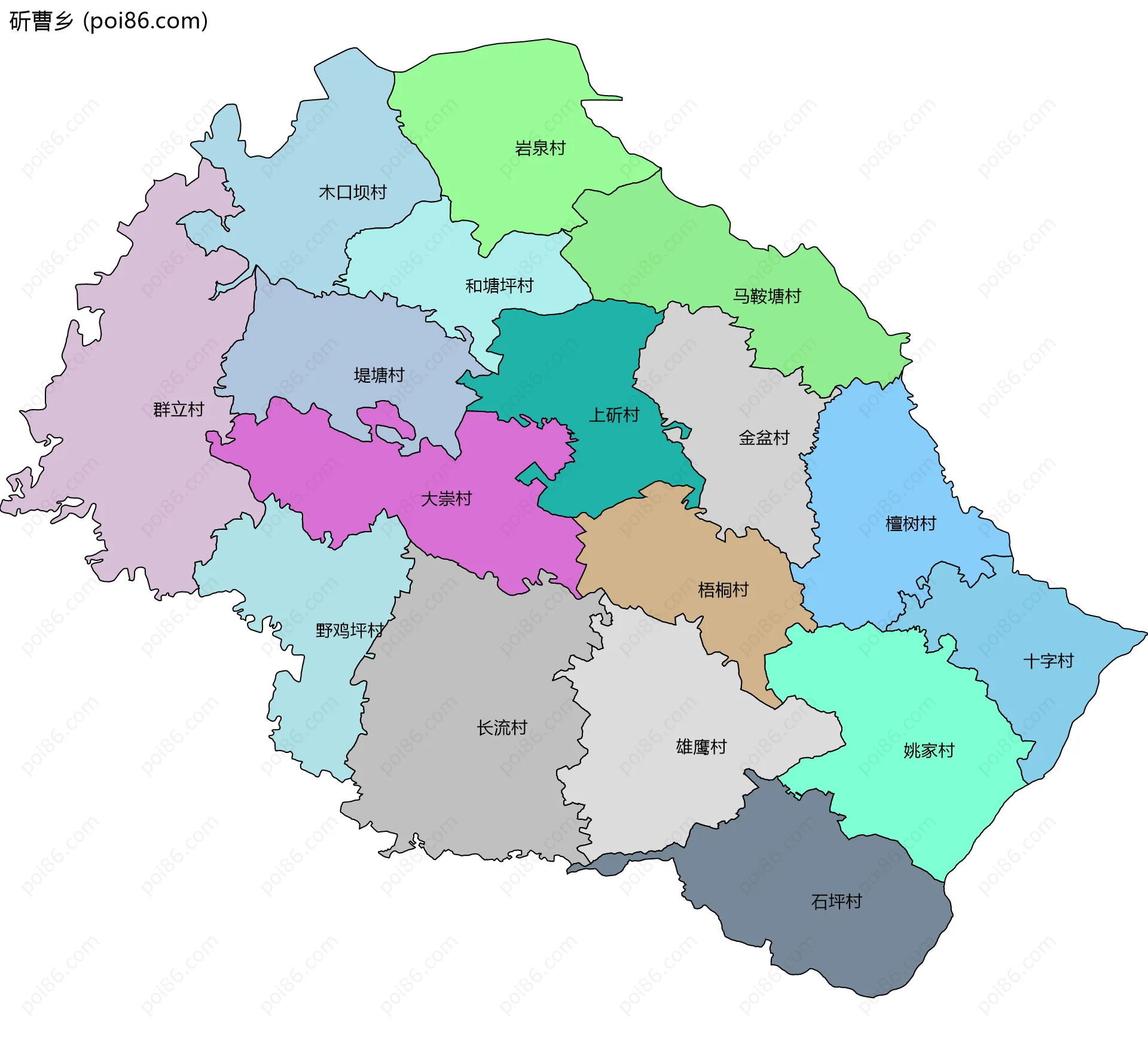 斫曹乡边界地图(五级行政区划)