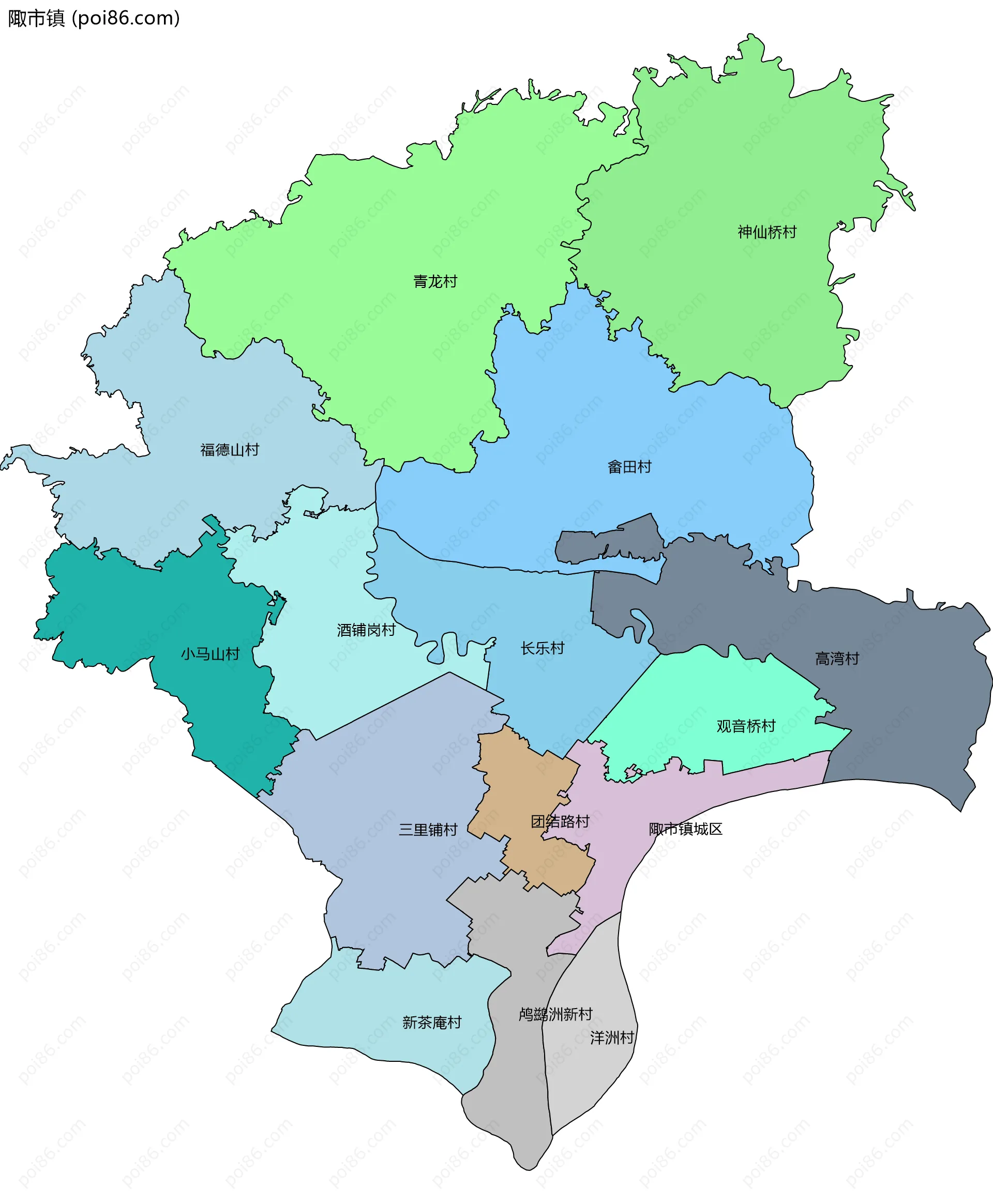 陬市镇边界地图(五级行政区划)
