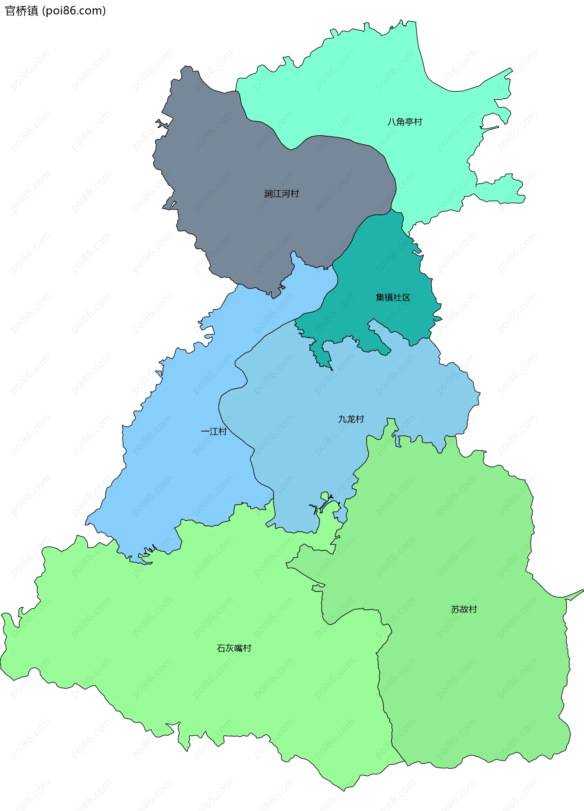 官桥镇边界地图(五级行政区划)