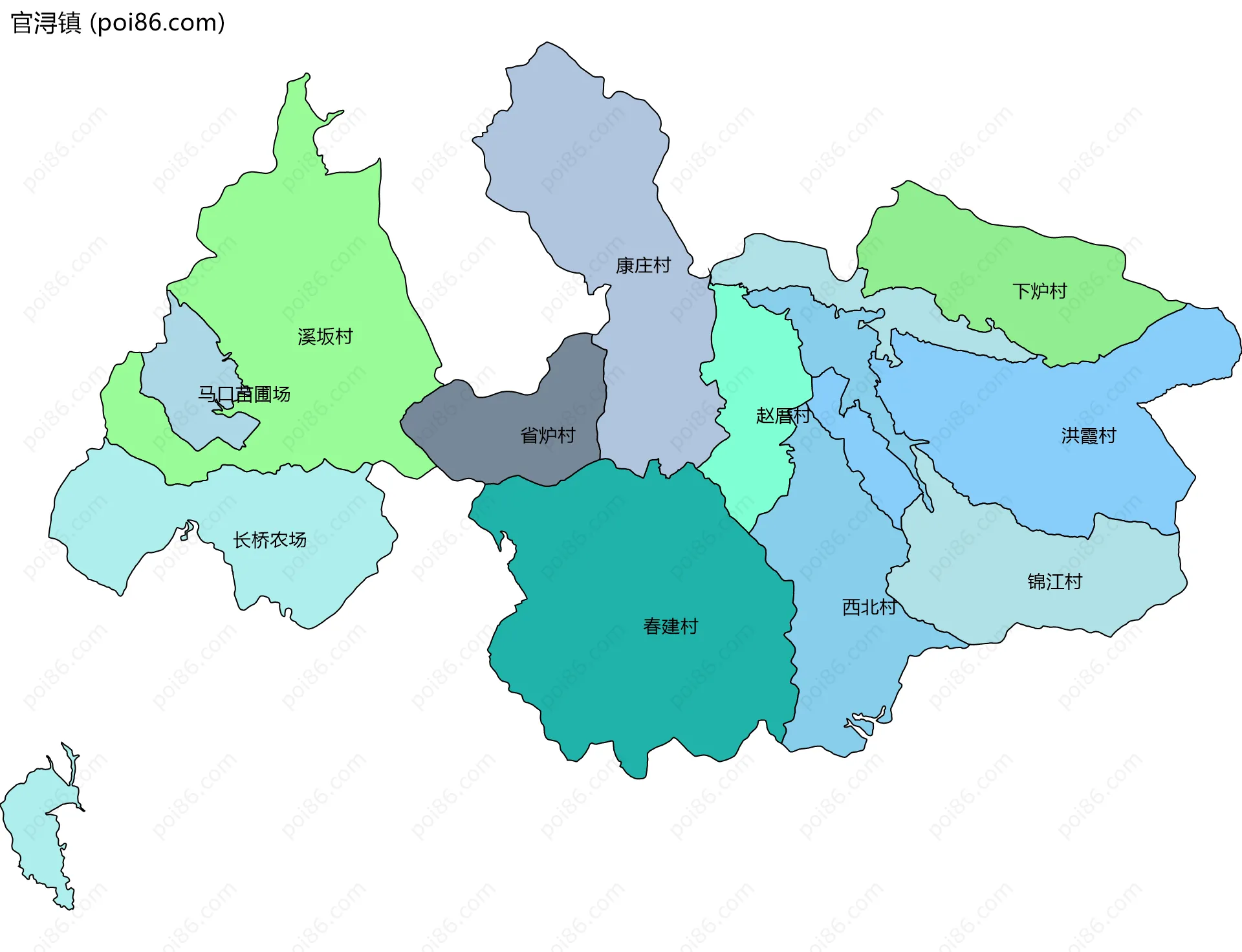官浔镇边界地图(五级行政区划)