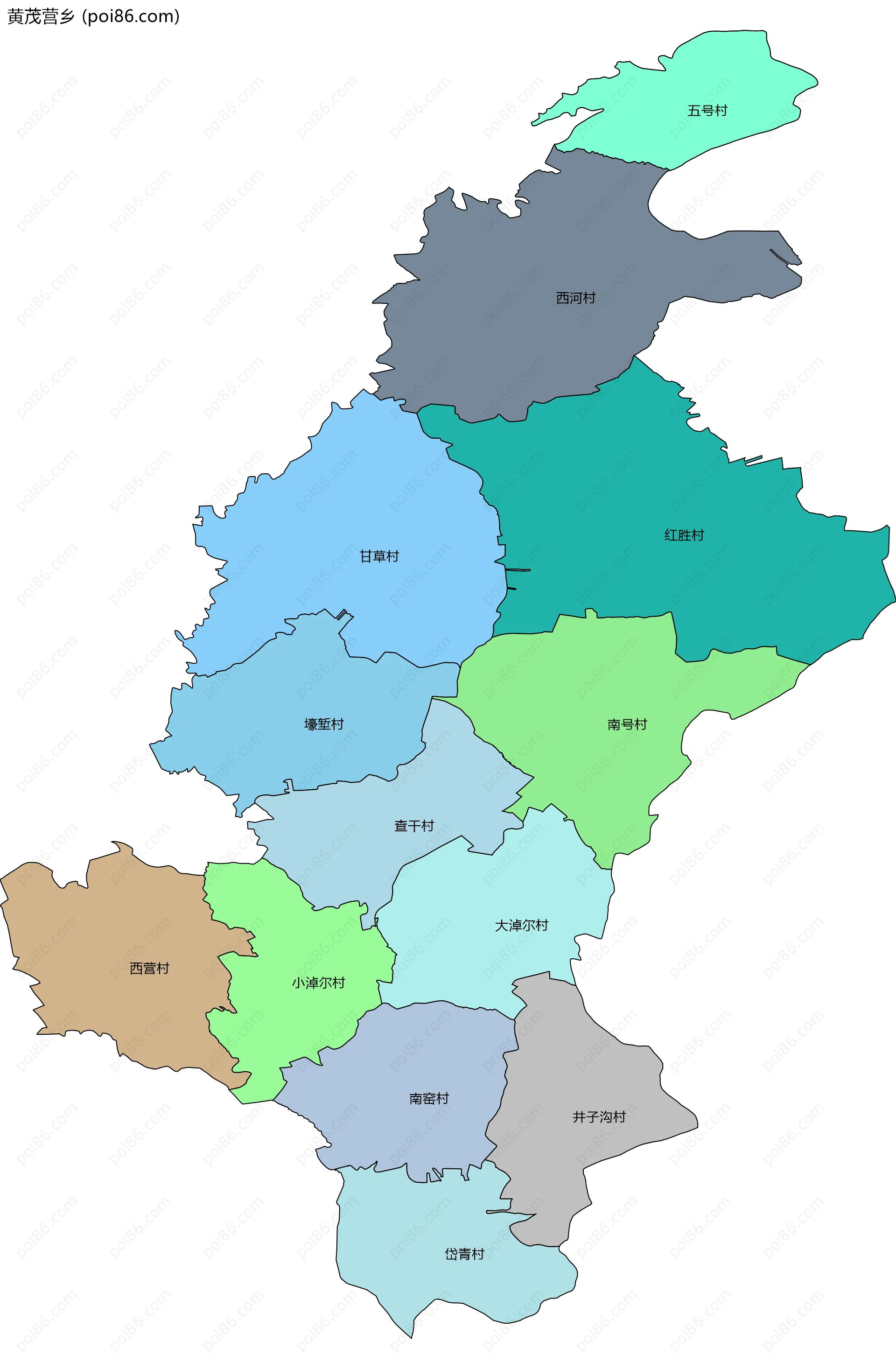 黄茂营乡边界地图(五级行政区划)