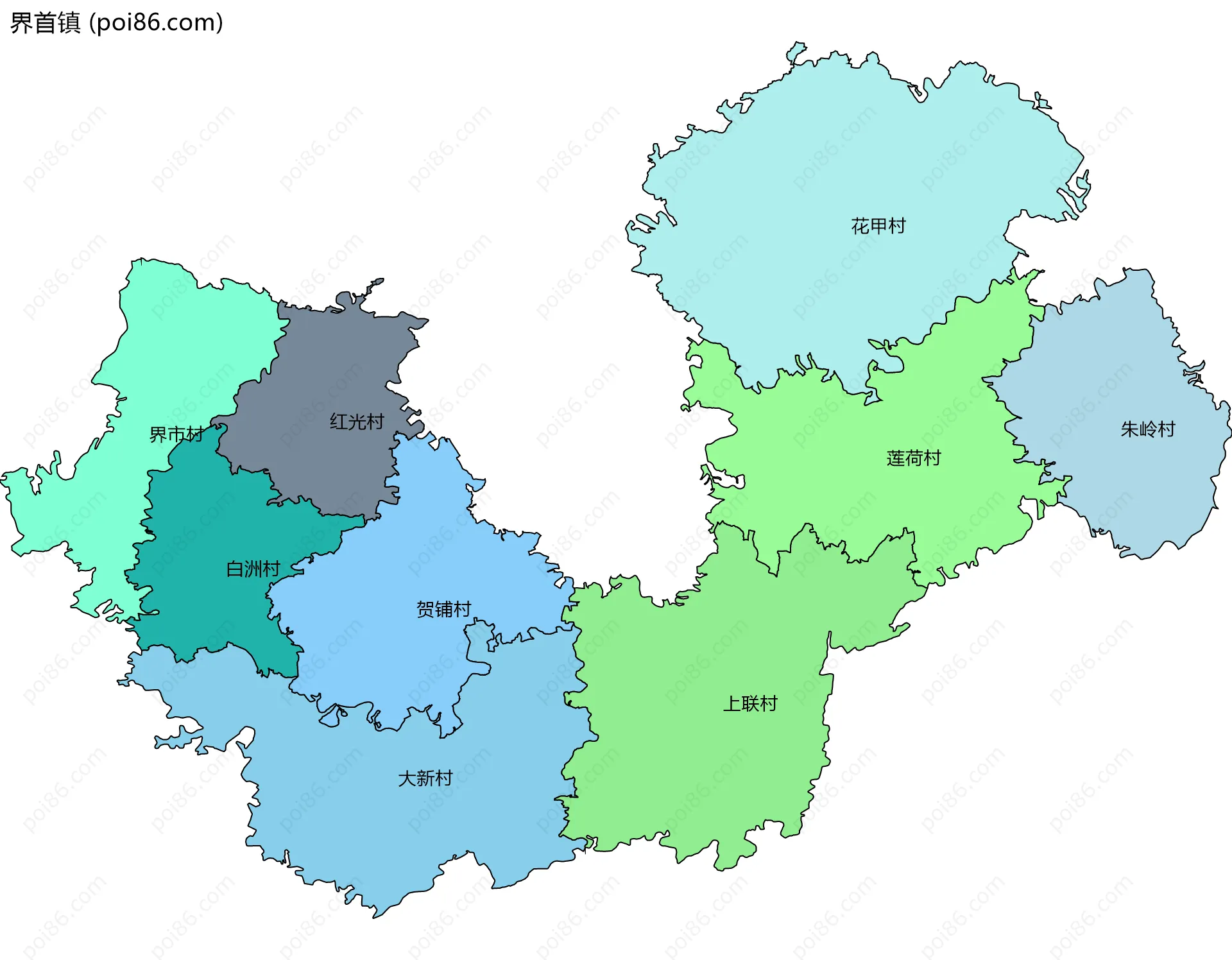 界首镇边界地图(五级行政区划)