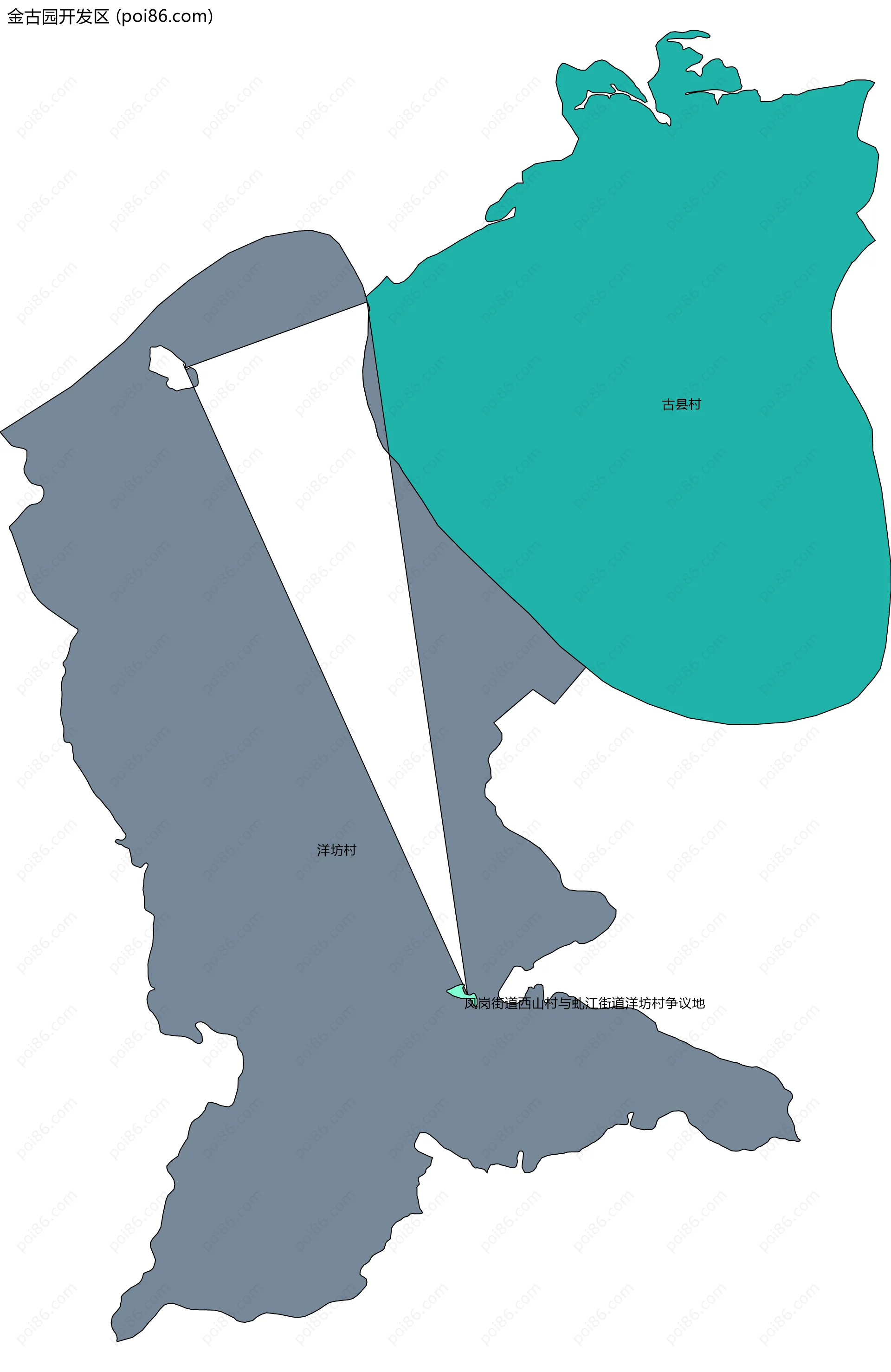 金古园开发区边界地图(五级行政区划)