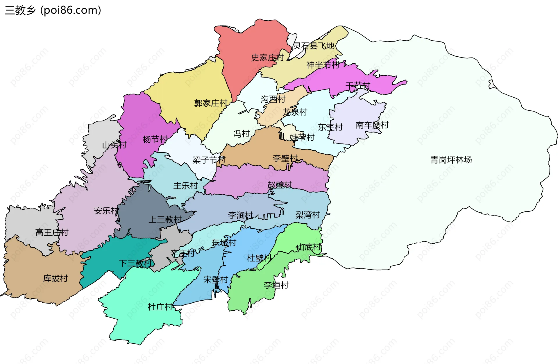 三教乡边界地图(五级行政区划)