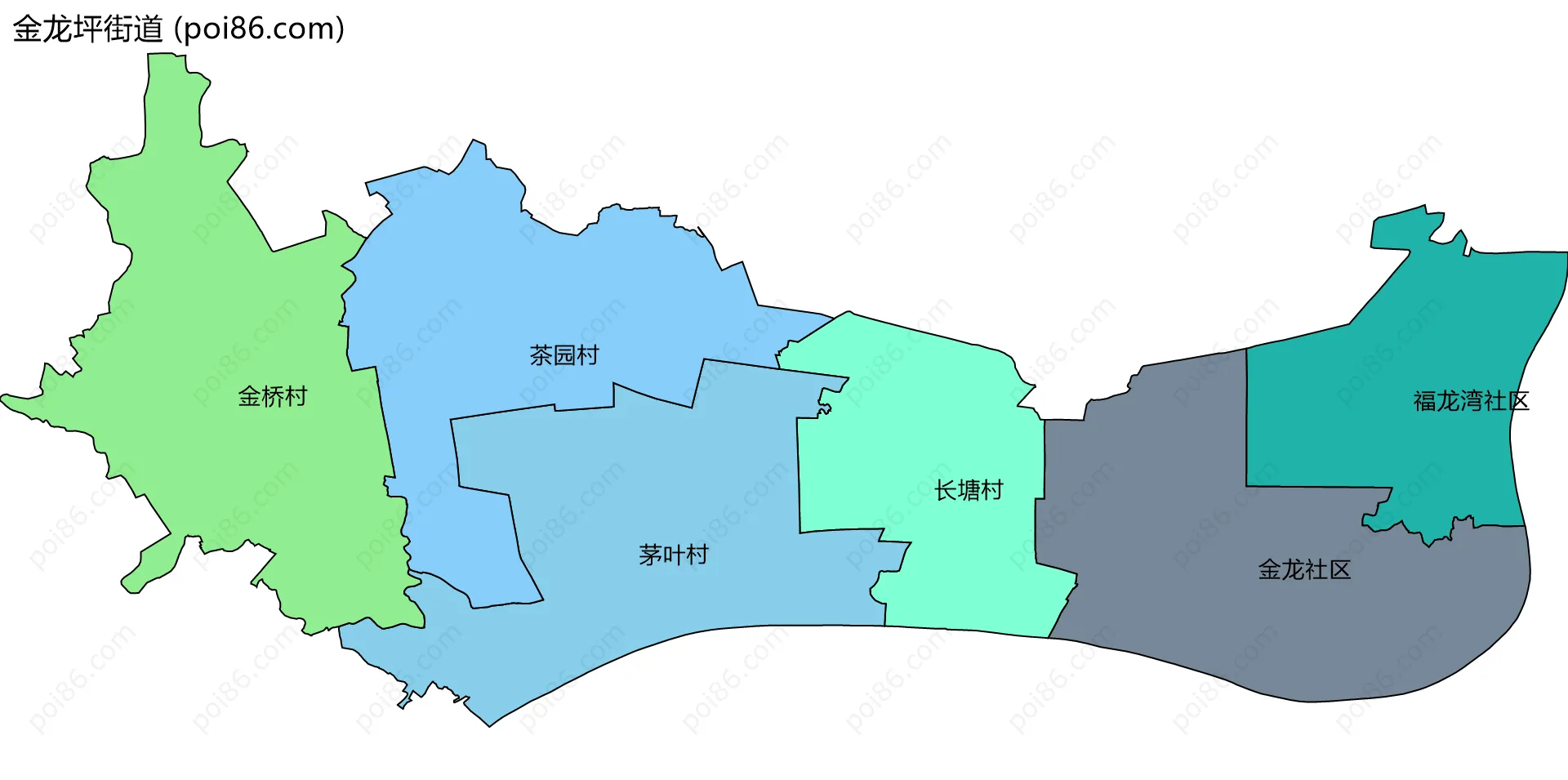 金龙坪街道边界地图(五级行政区划)