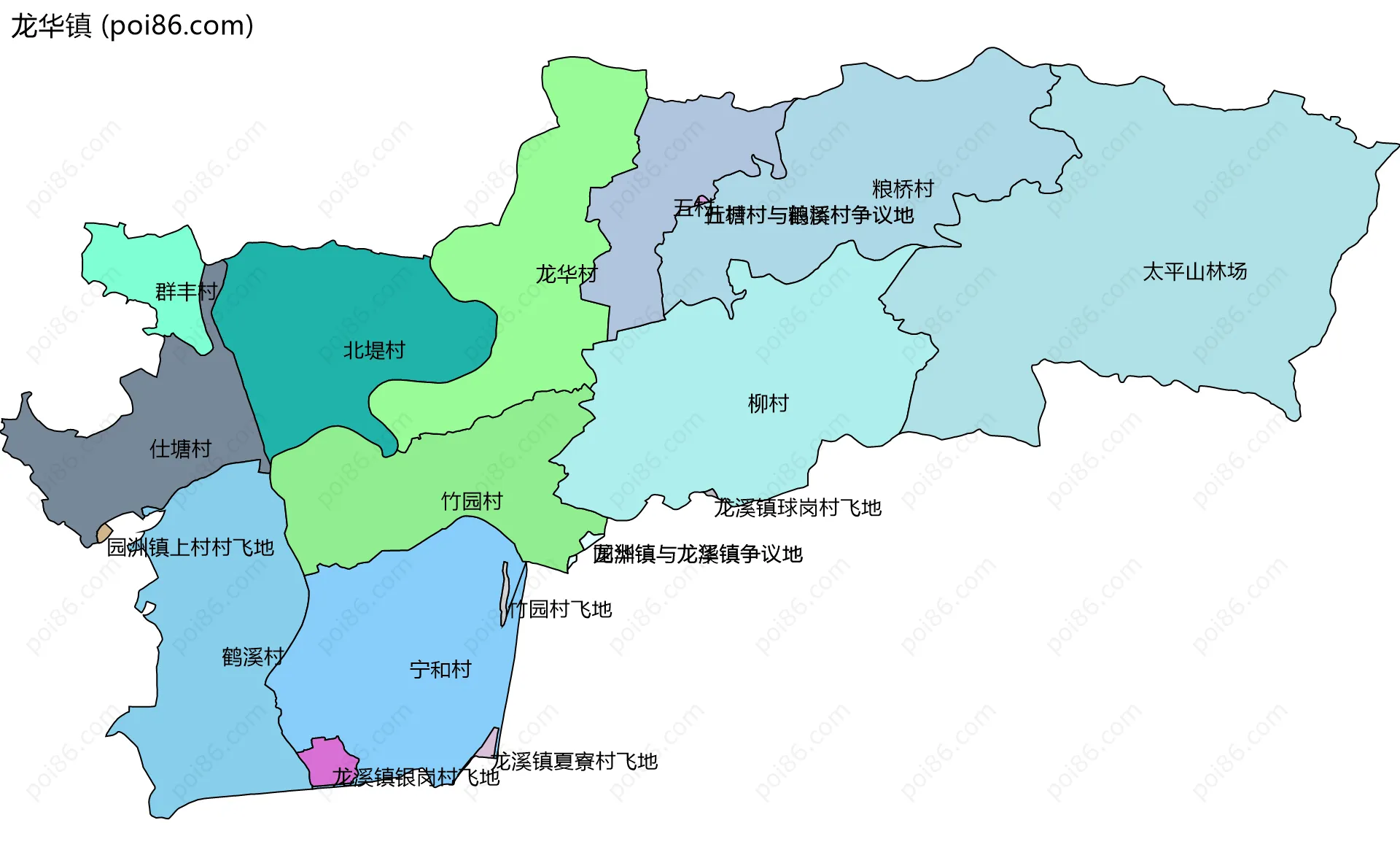 龙华镇边界地图(五级行政区划)
