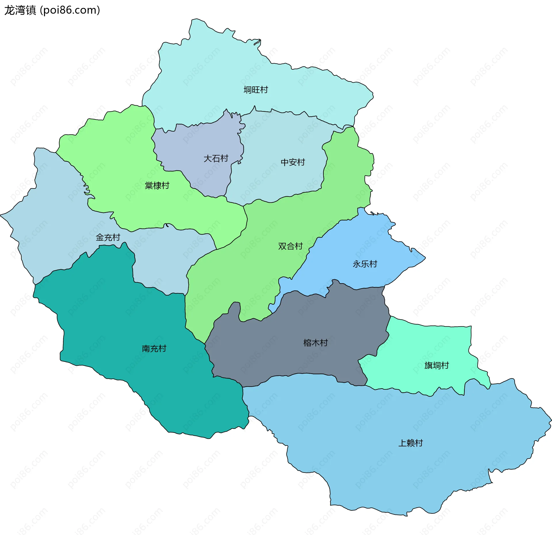 龙湾镇边界地图(五级行政区划)