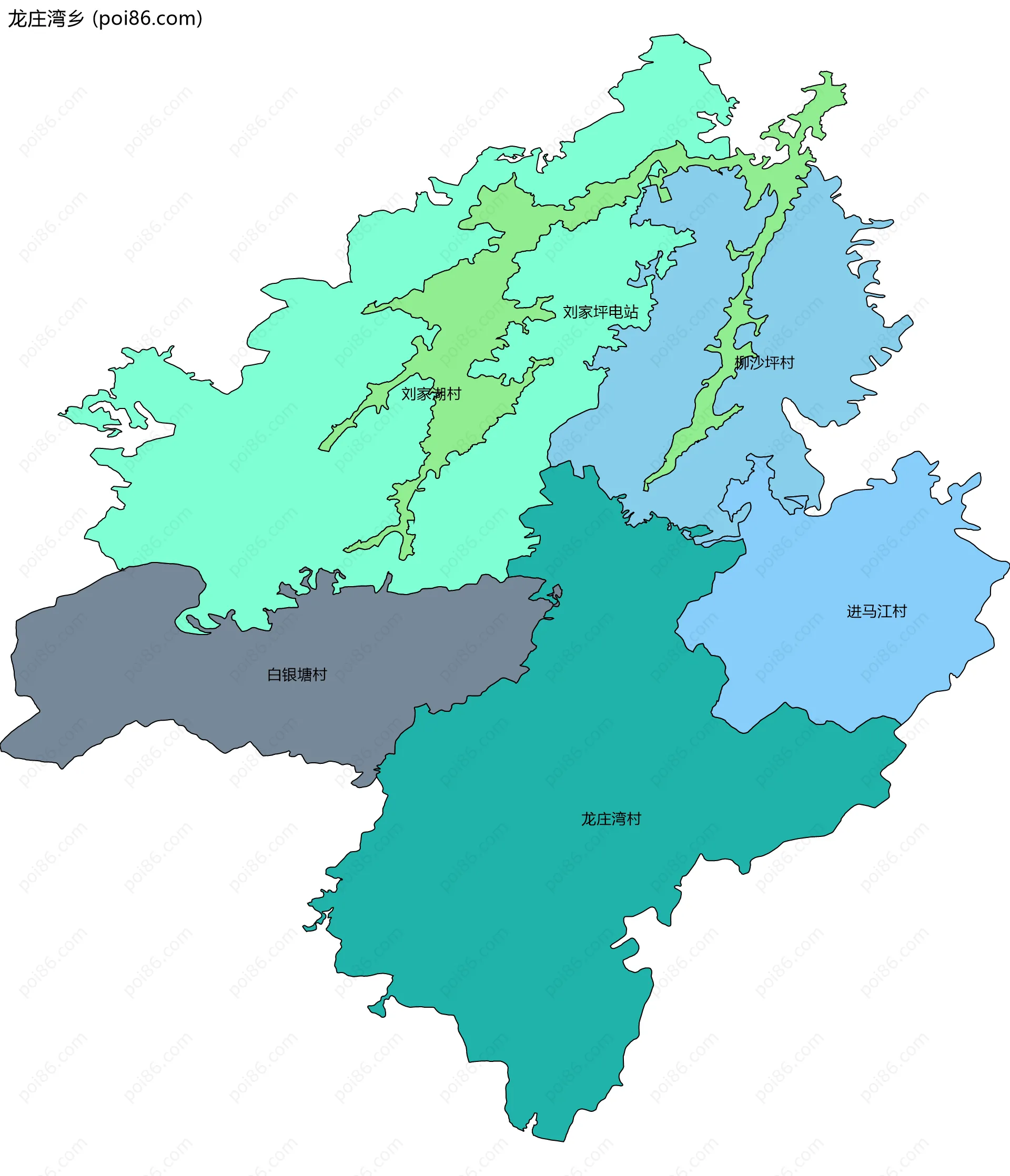 龙庄湾乡边界地图(五级行政区划)