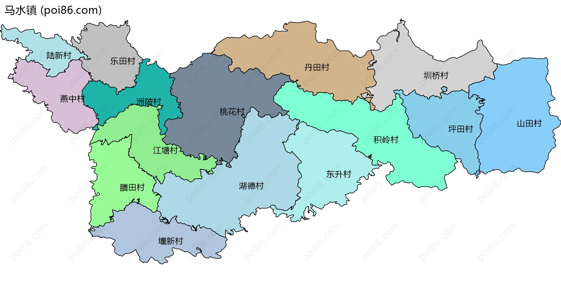 马水镇边界地图(五级行政区划)