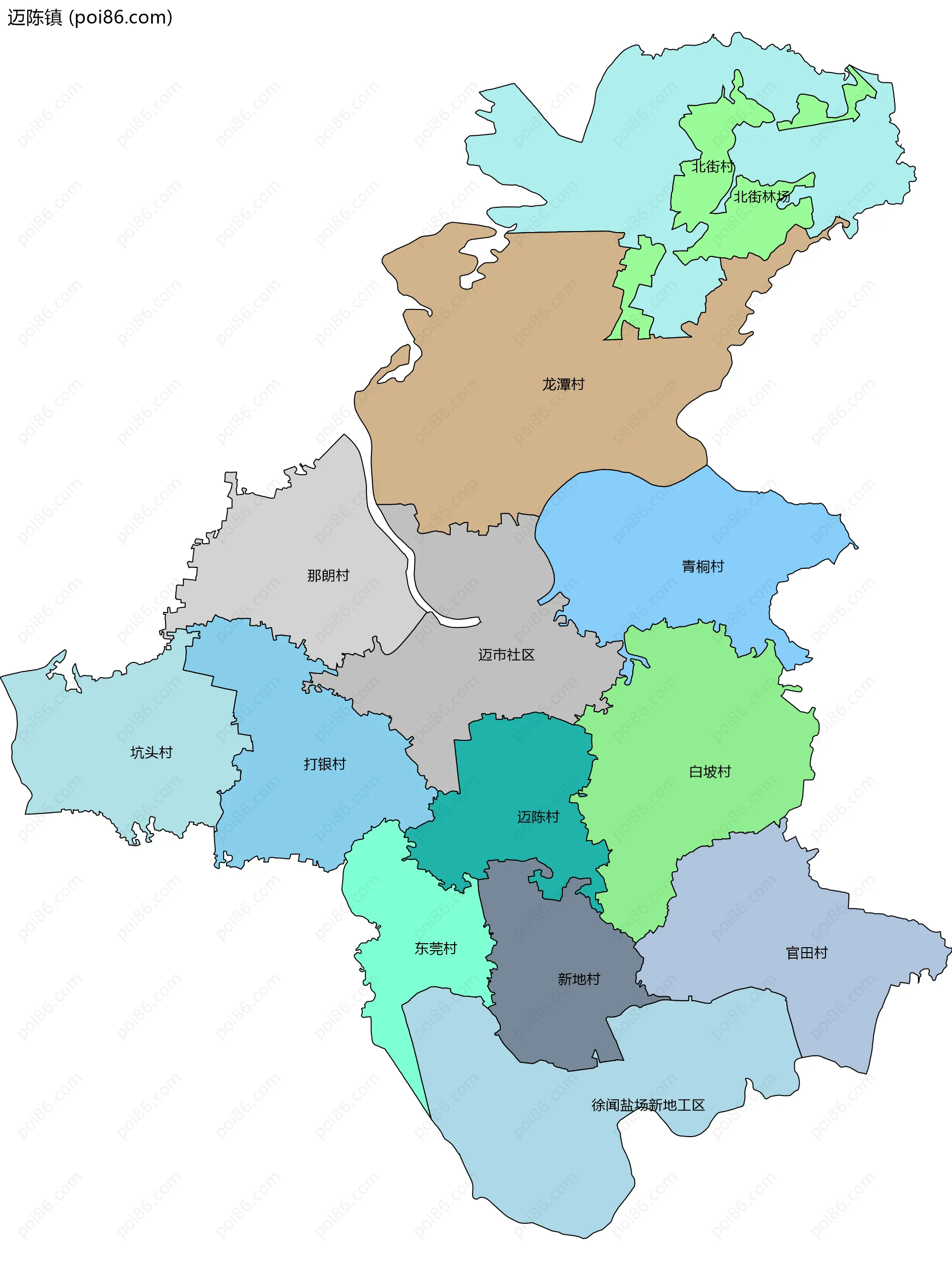 迈陈镇边界地图(五级行政区划)