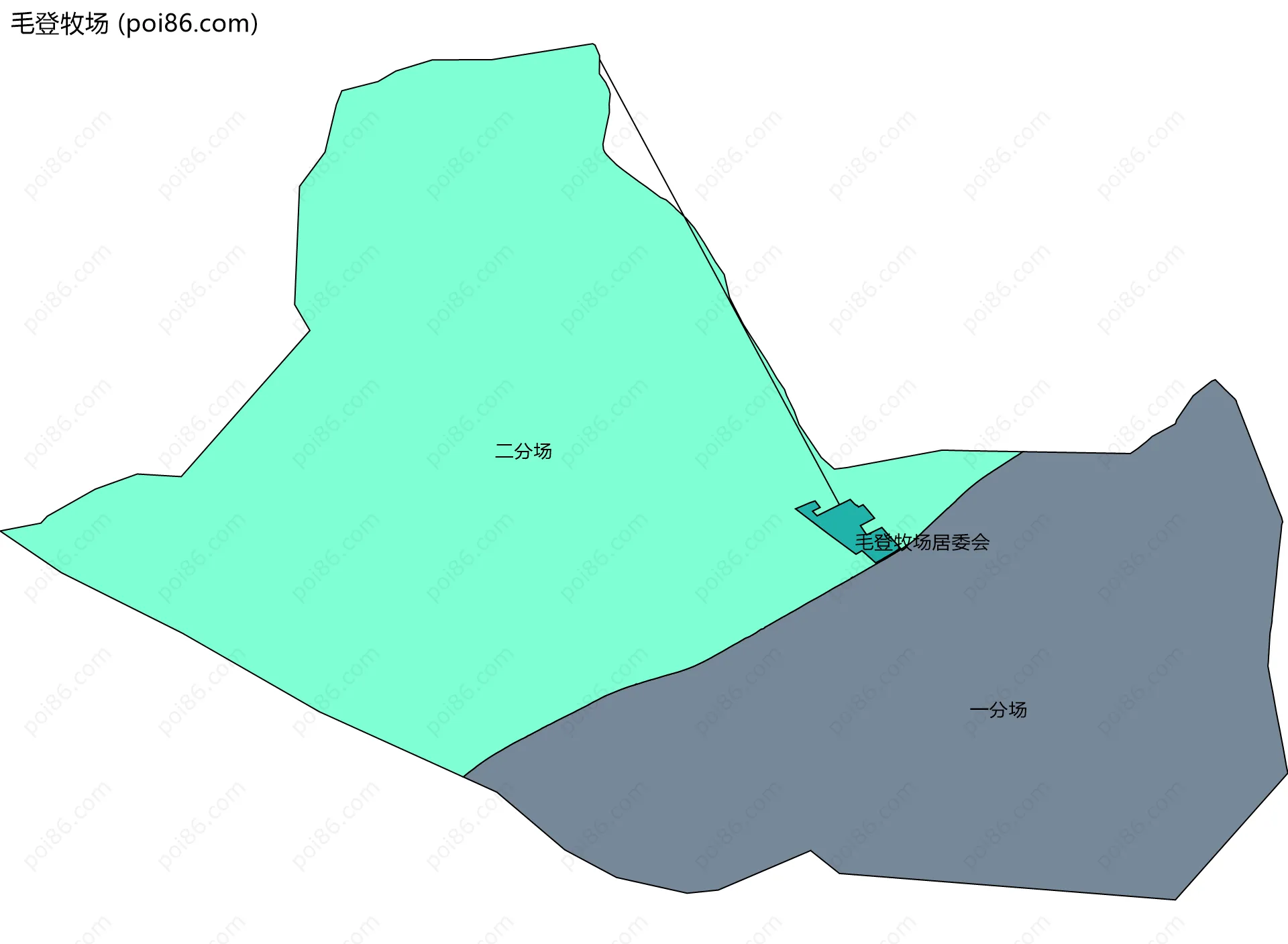 毛登牧场边界地图(五级行政区划)