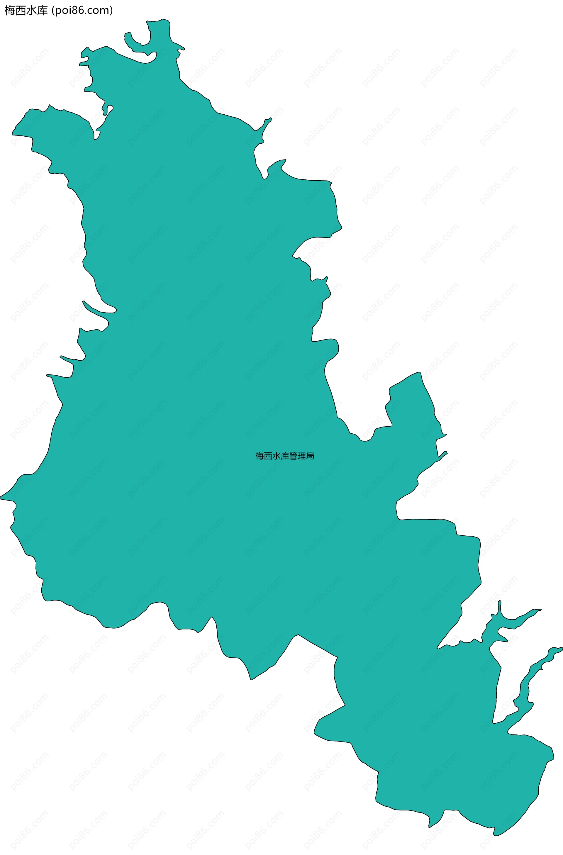 梅西水库边界地图(五级行政区划)