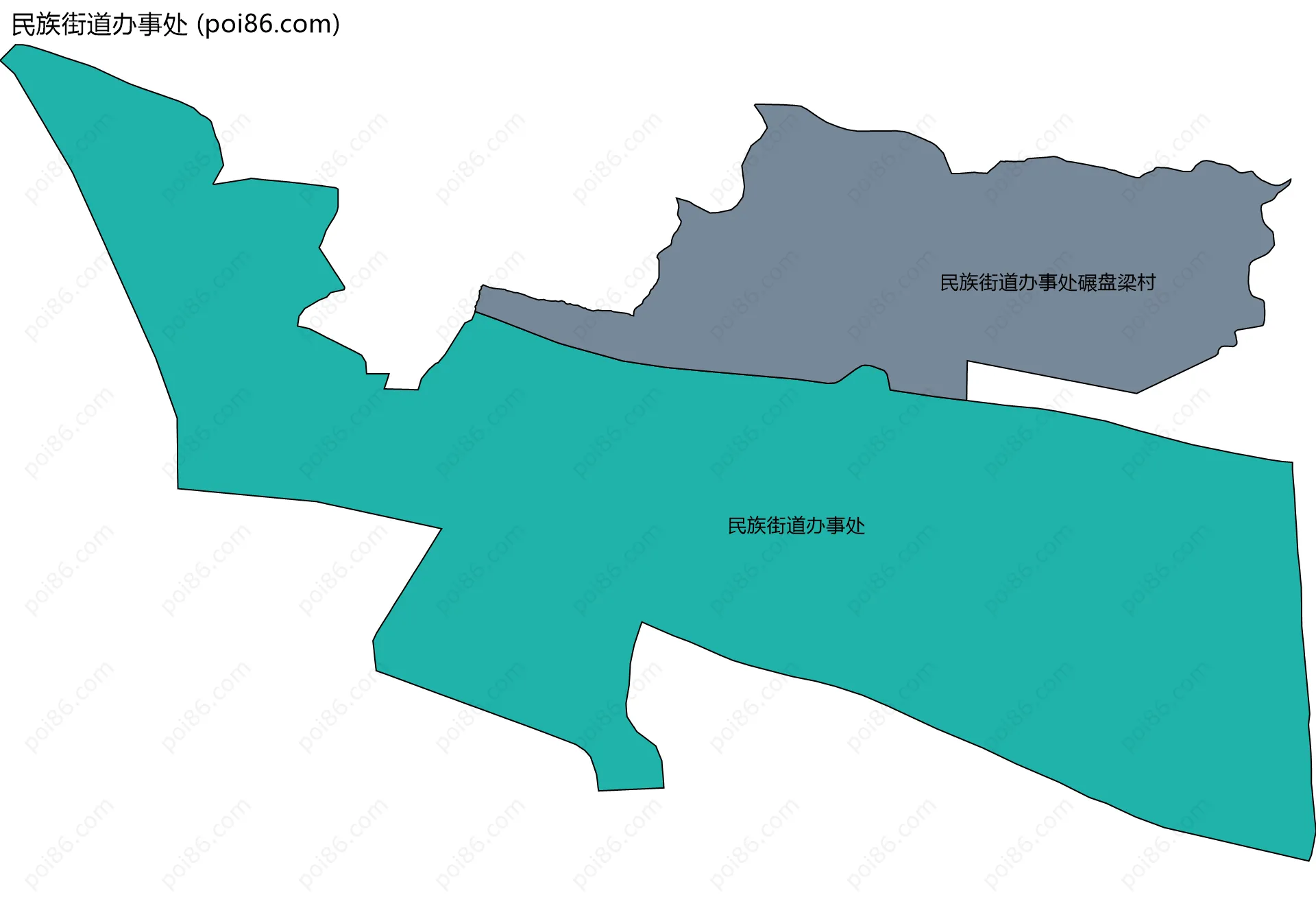 民族街道办事处边界地图(五级行政区划)
