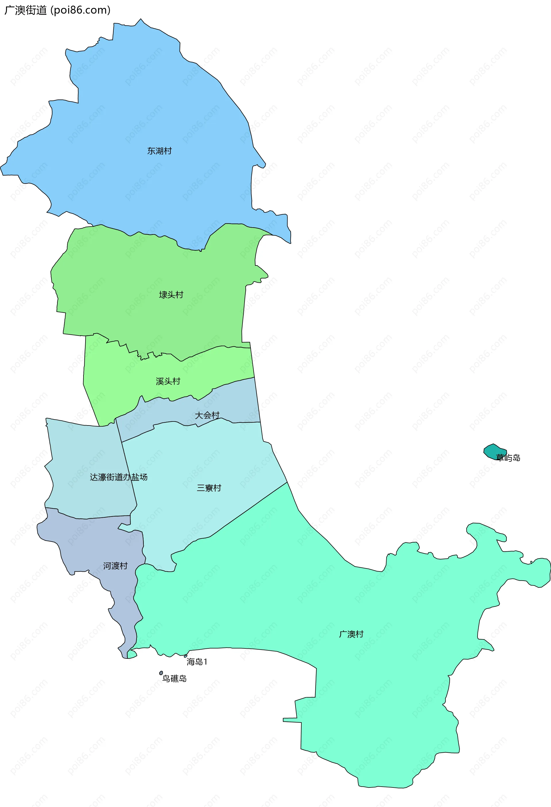 广澳街道边界地图(五级行政区划)