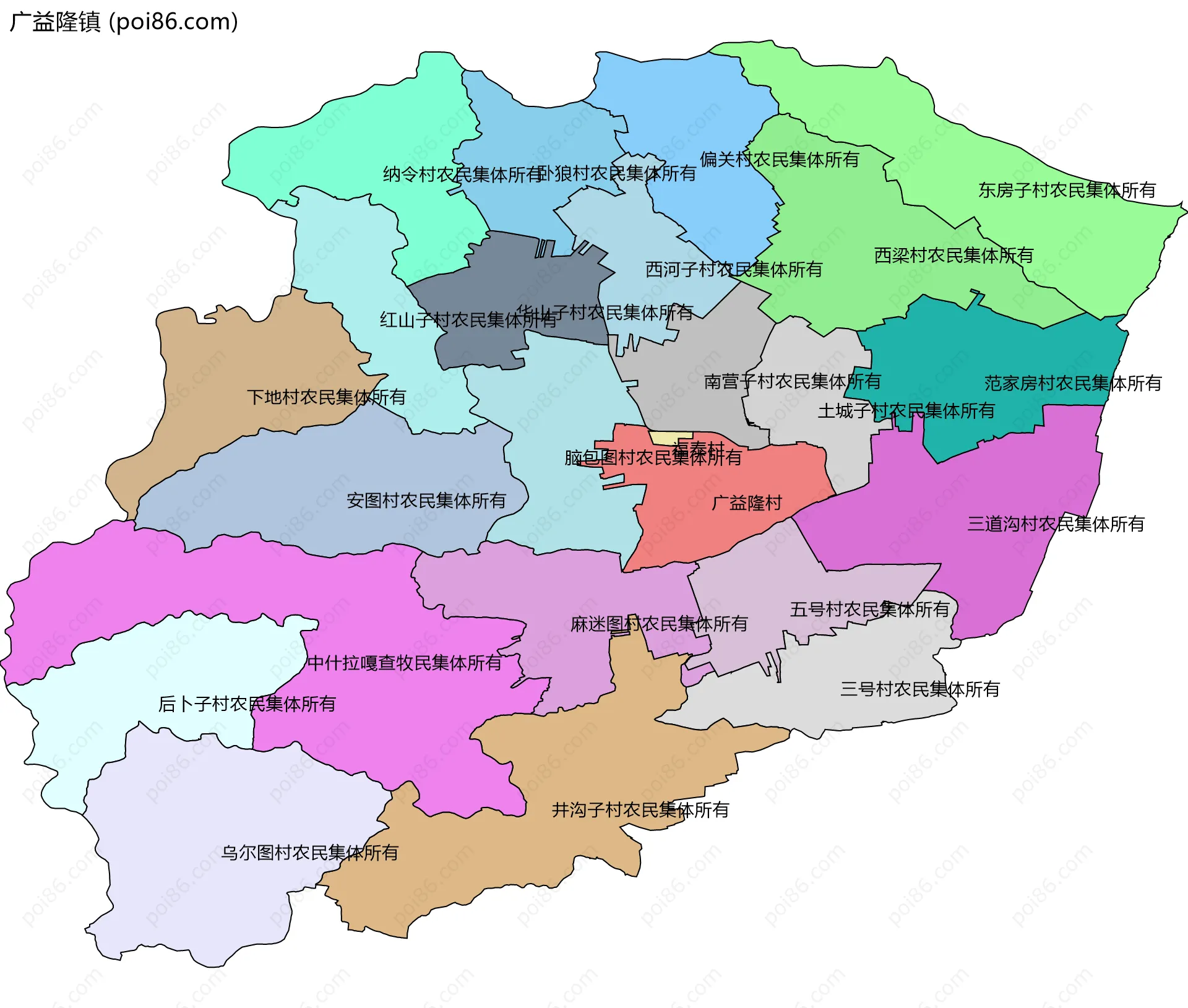 广益隆镇边界地图(五级行政区划)