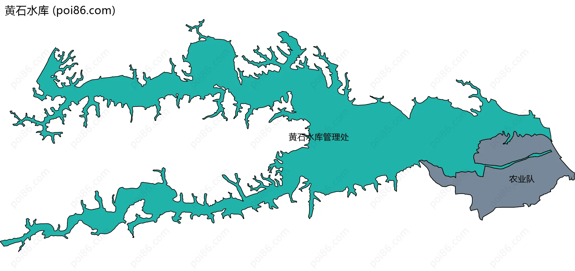 黄石水库边界地图(五级行政区划)