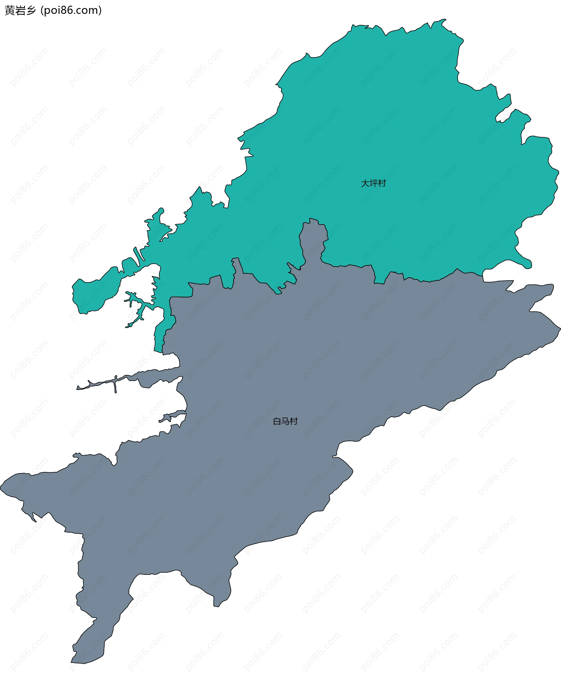 黄岩乡边界地图(五级行政区划)