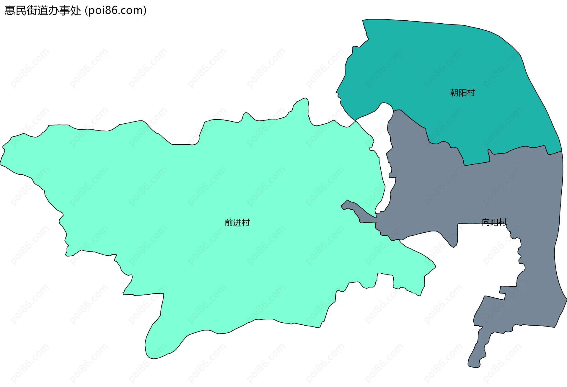 惠民街道办事处边界地图(五级行政区划)