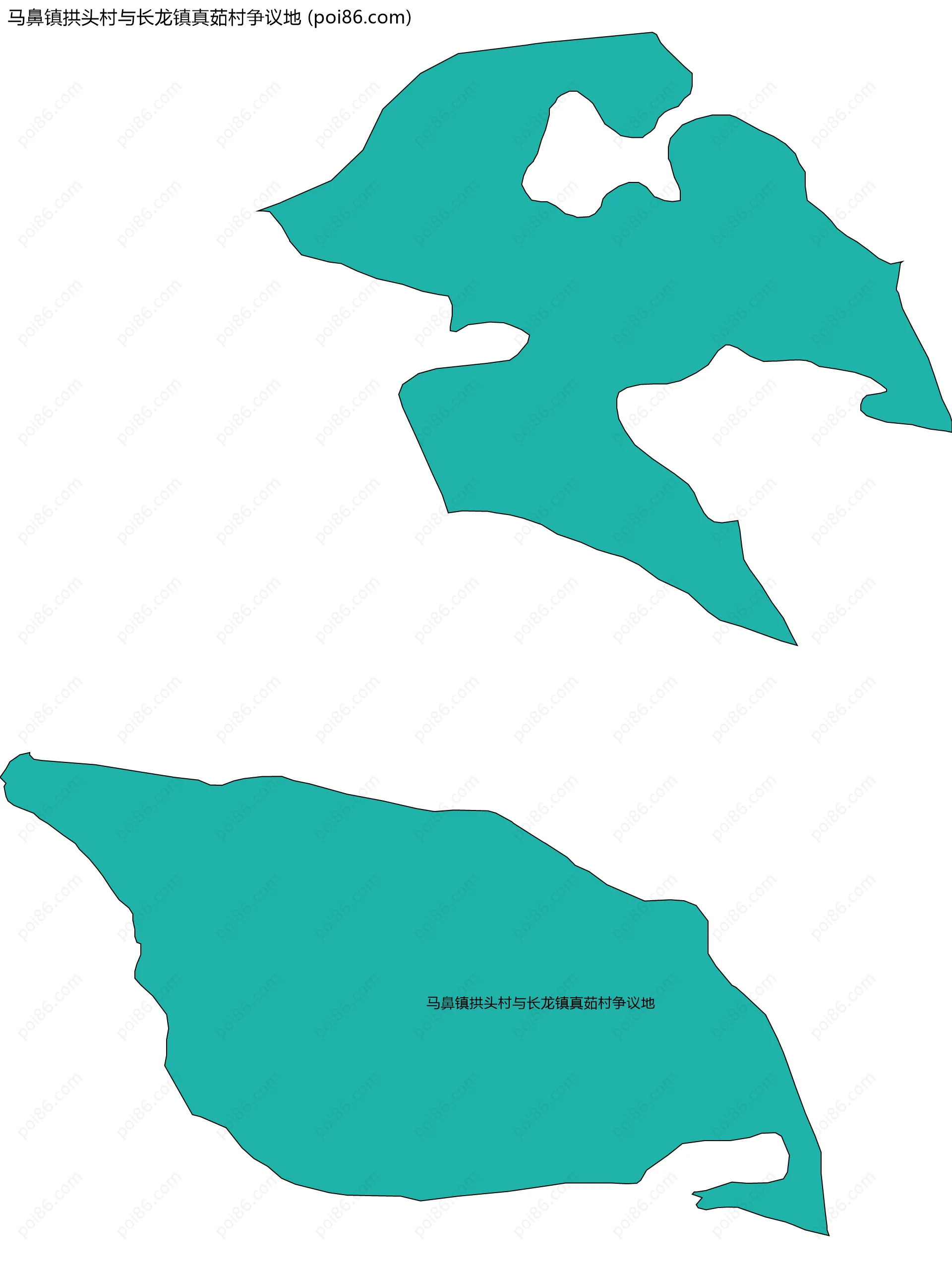 马鼻镇拱头村与长龙镇真茹村争议地边界地图