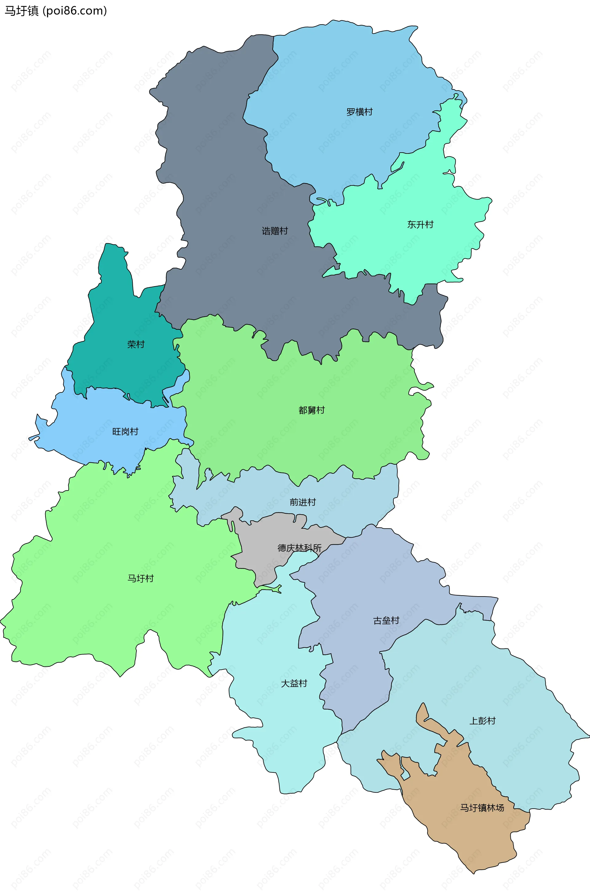 马圩镇边界地图(五级行政区划)