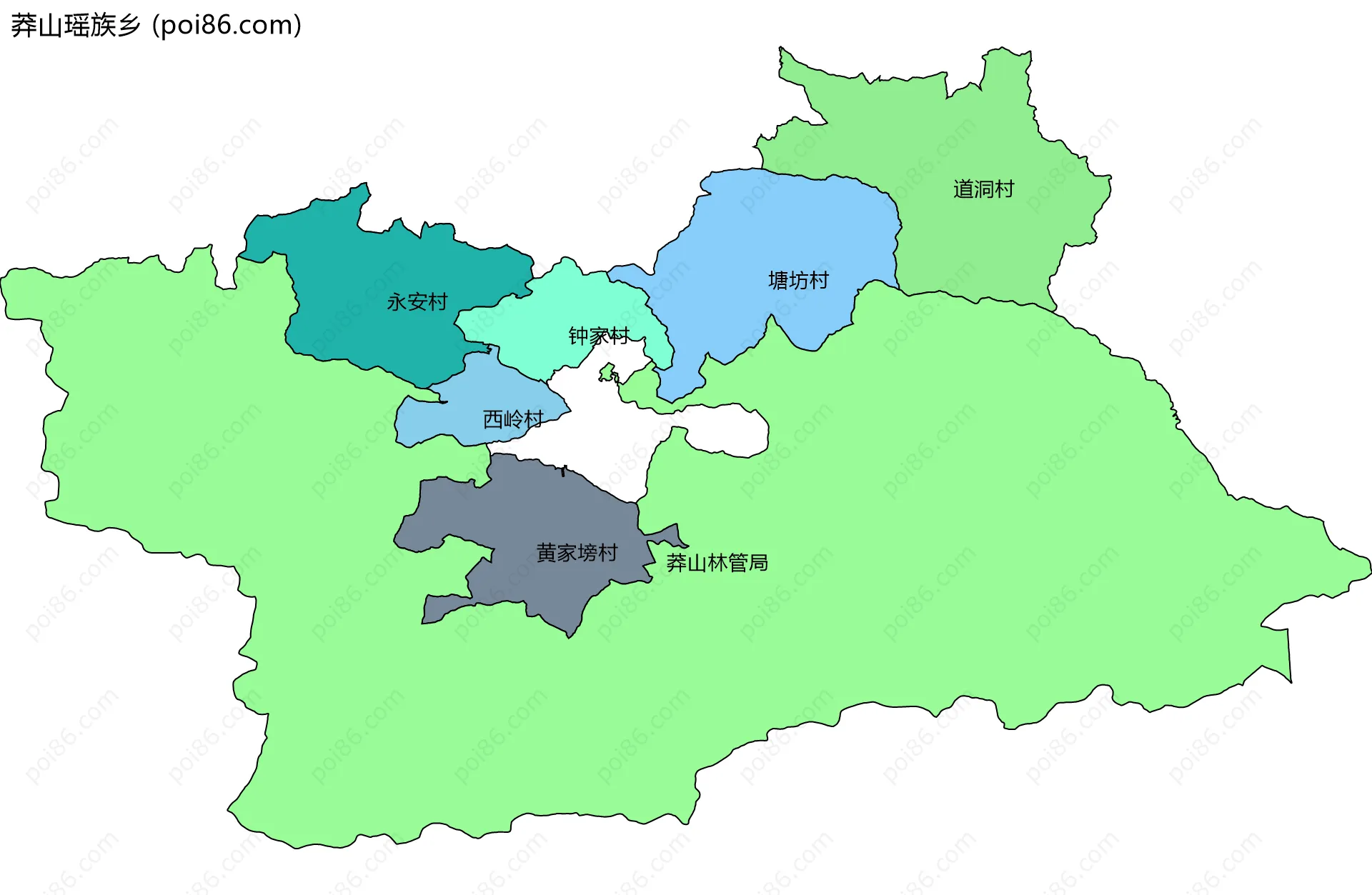 莽山瑶族乡边界地图(五级行政区划)
