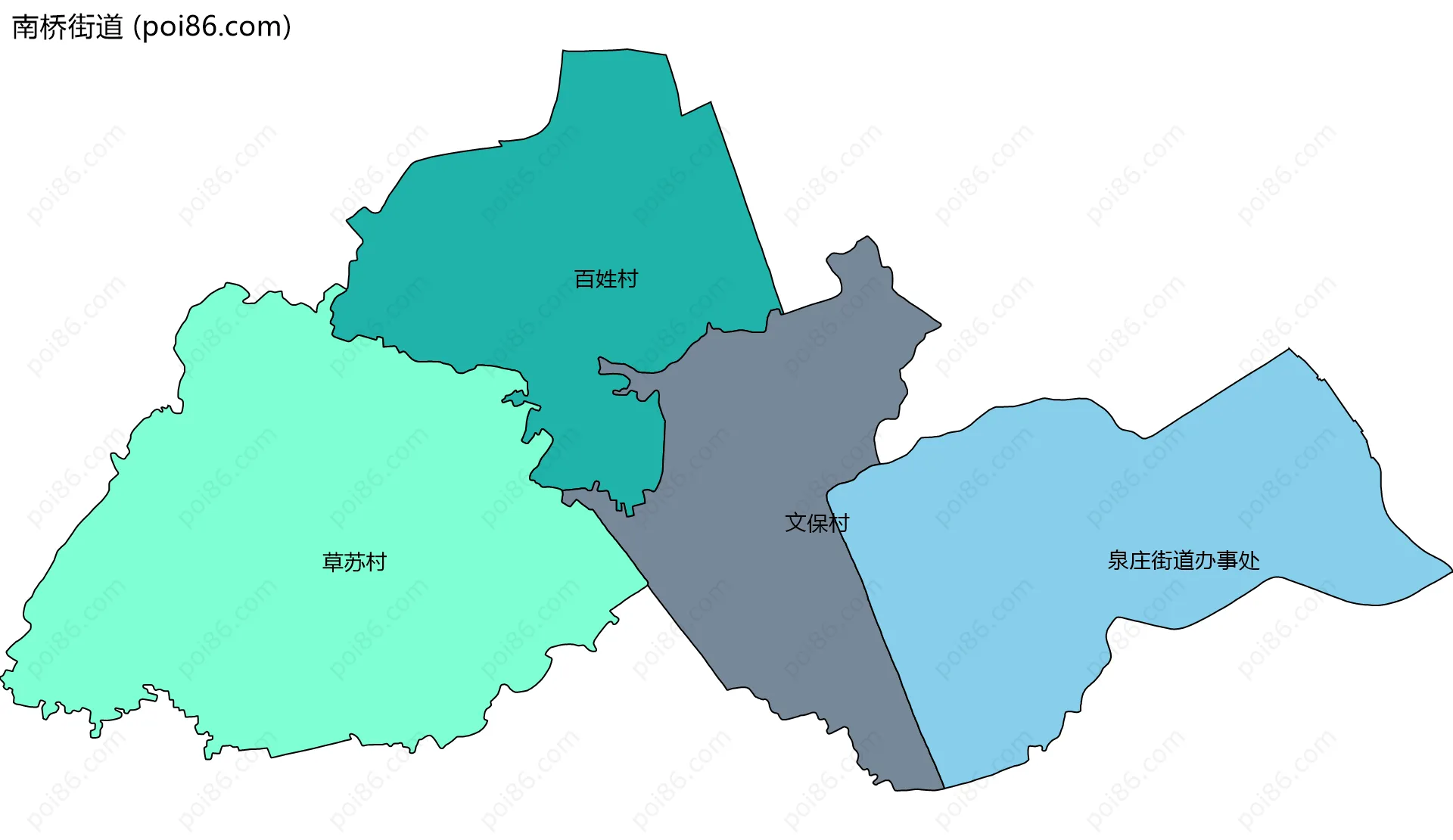 南桥街道边界地图(五级行政区划)