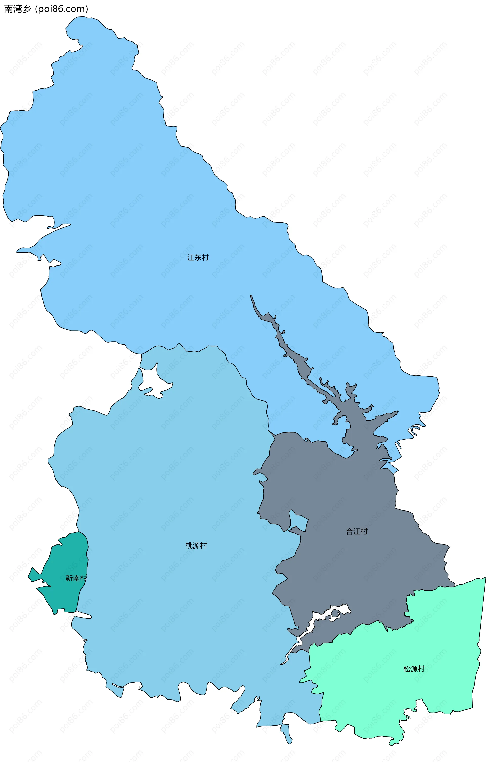 南湾乡边界地图(五级行政区划)