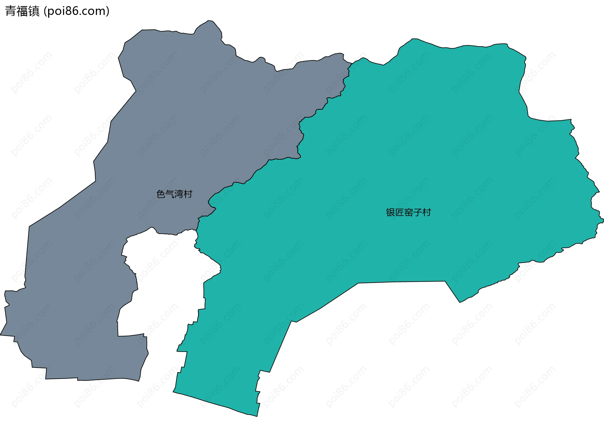 青福镇边界地图(五级行政区划)