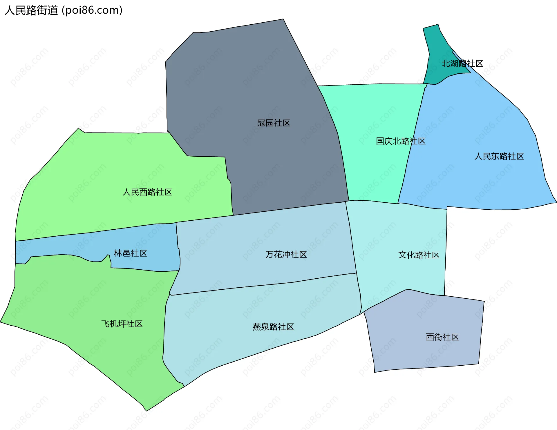 人民路街道边界地图(五级行政区划)